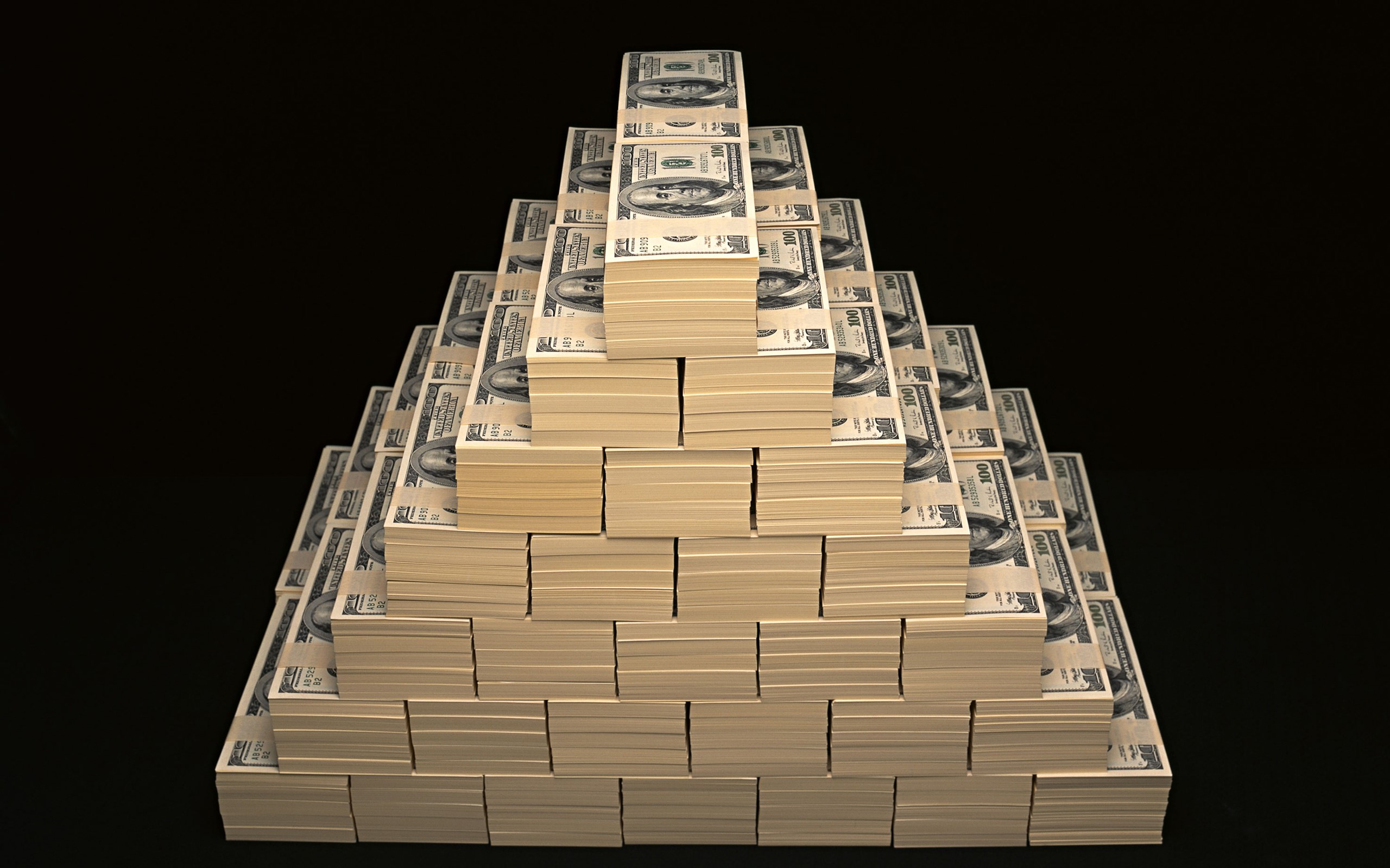 Pyramid of US Dollar Bills HD Wallpaper