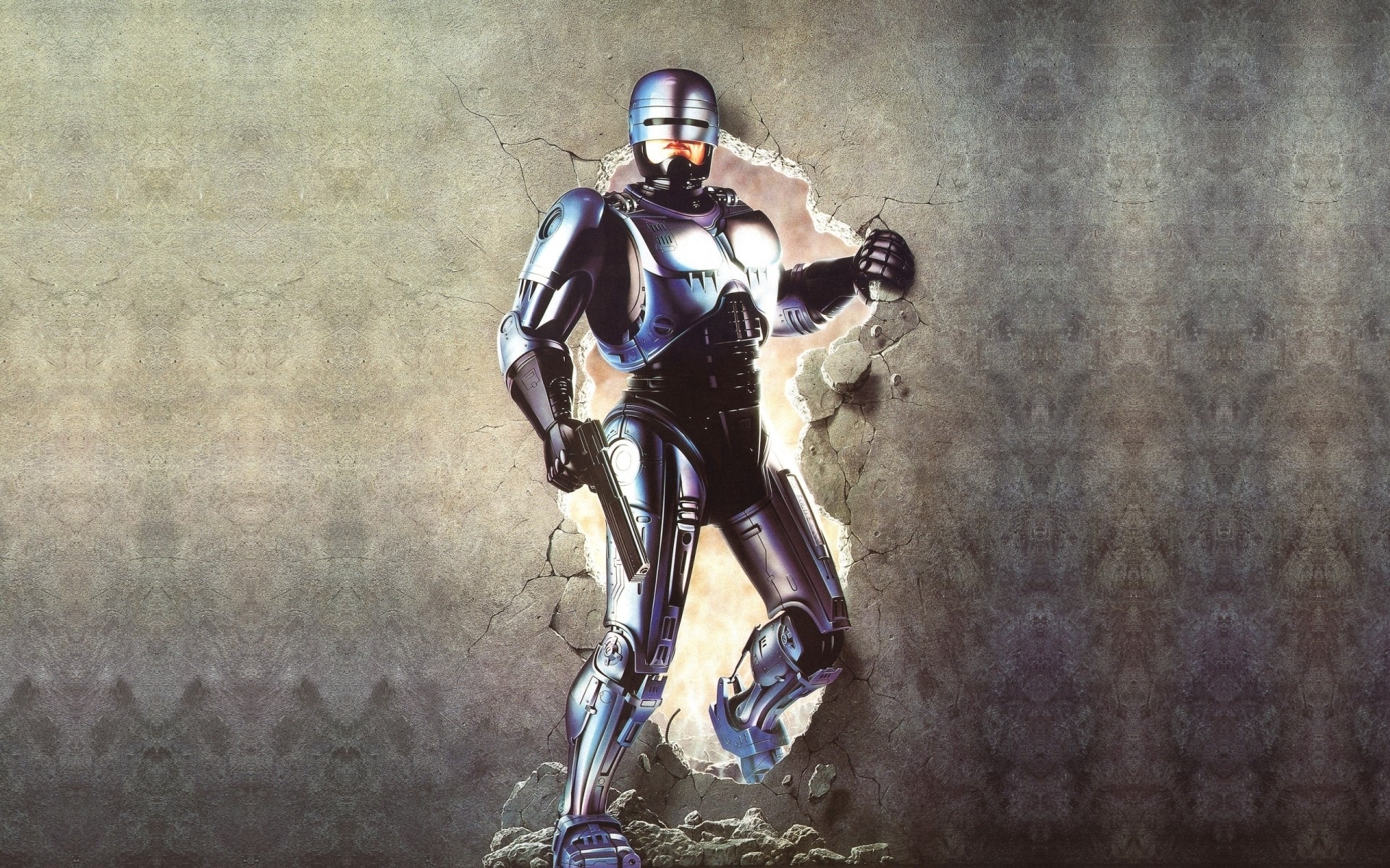 RoboCop breaking through a wall HD Wallpaper