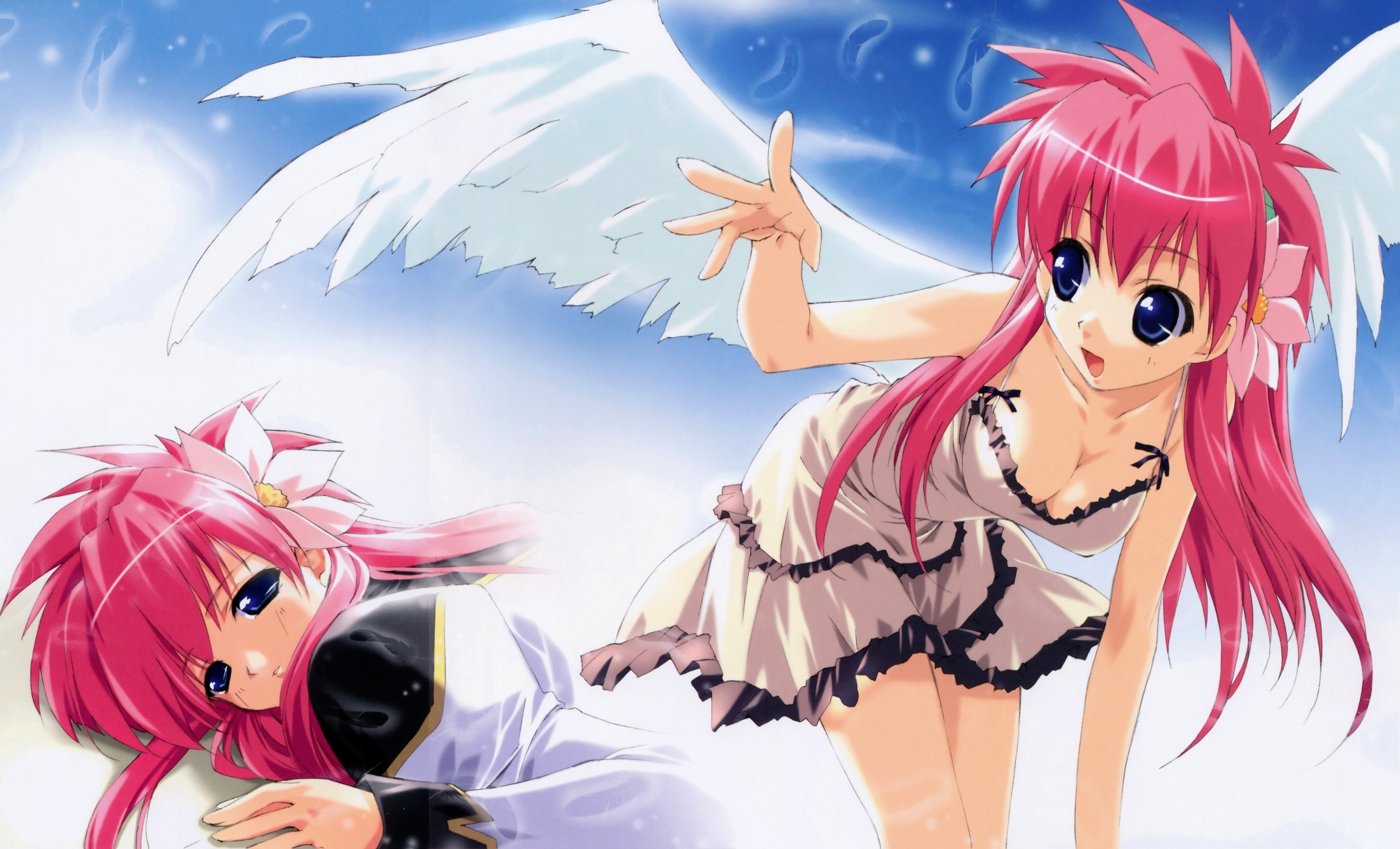 Two angels with pink hair from Galaxy Angel HD Wallpaper