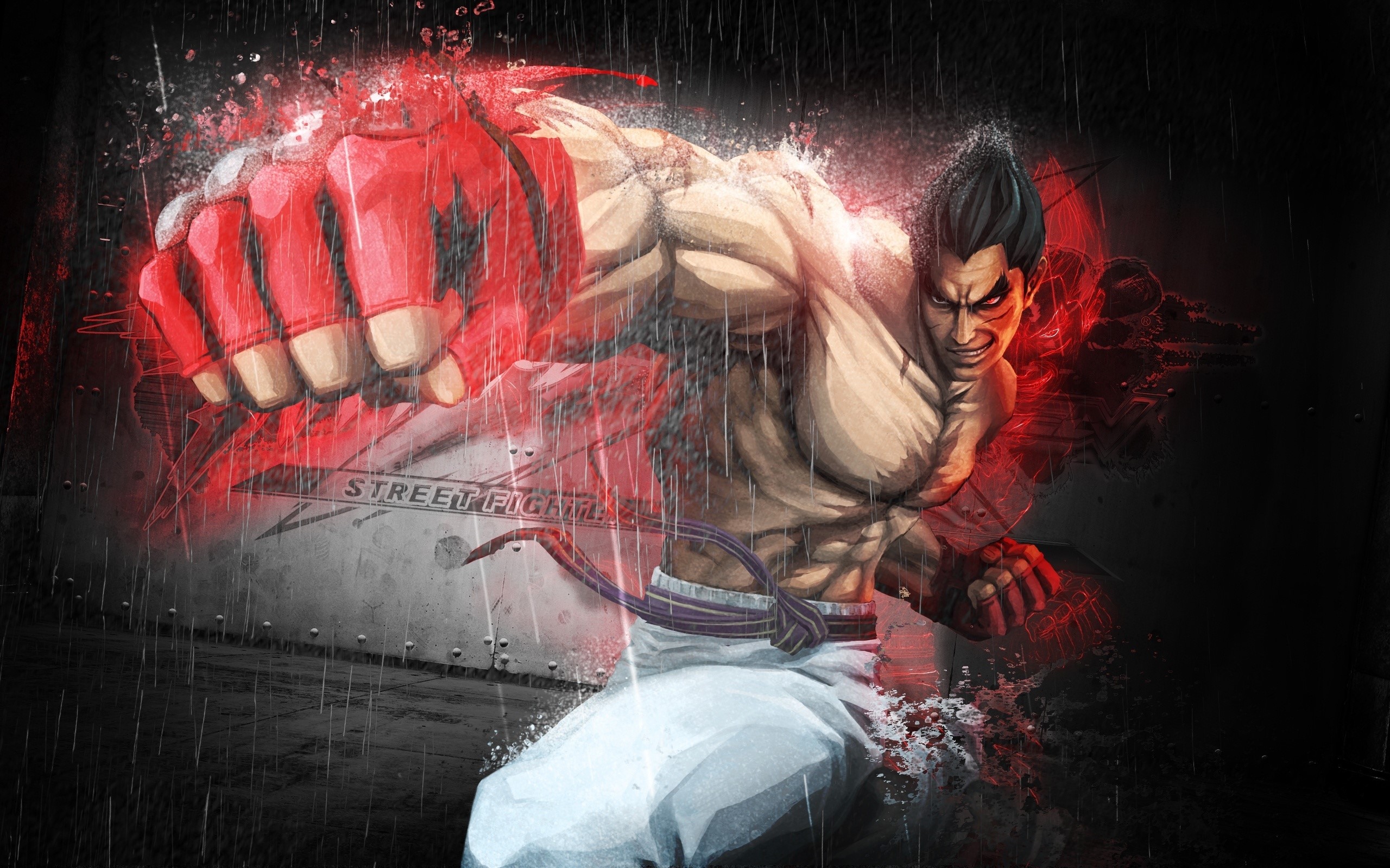 Ryu from Street Fighter punching with red energy HD Wallpaper