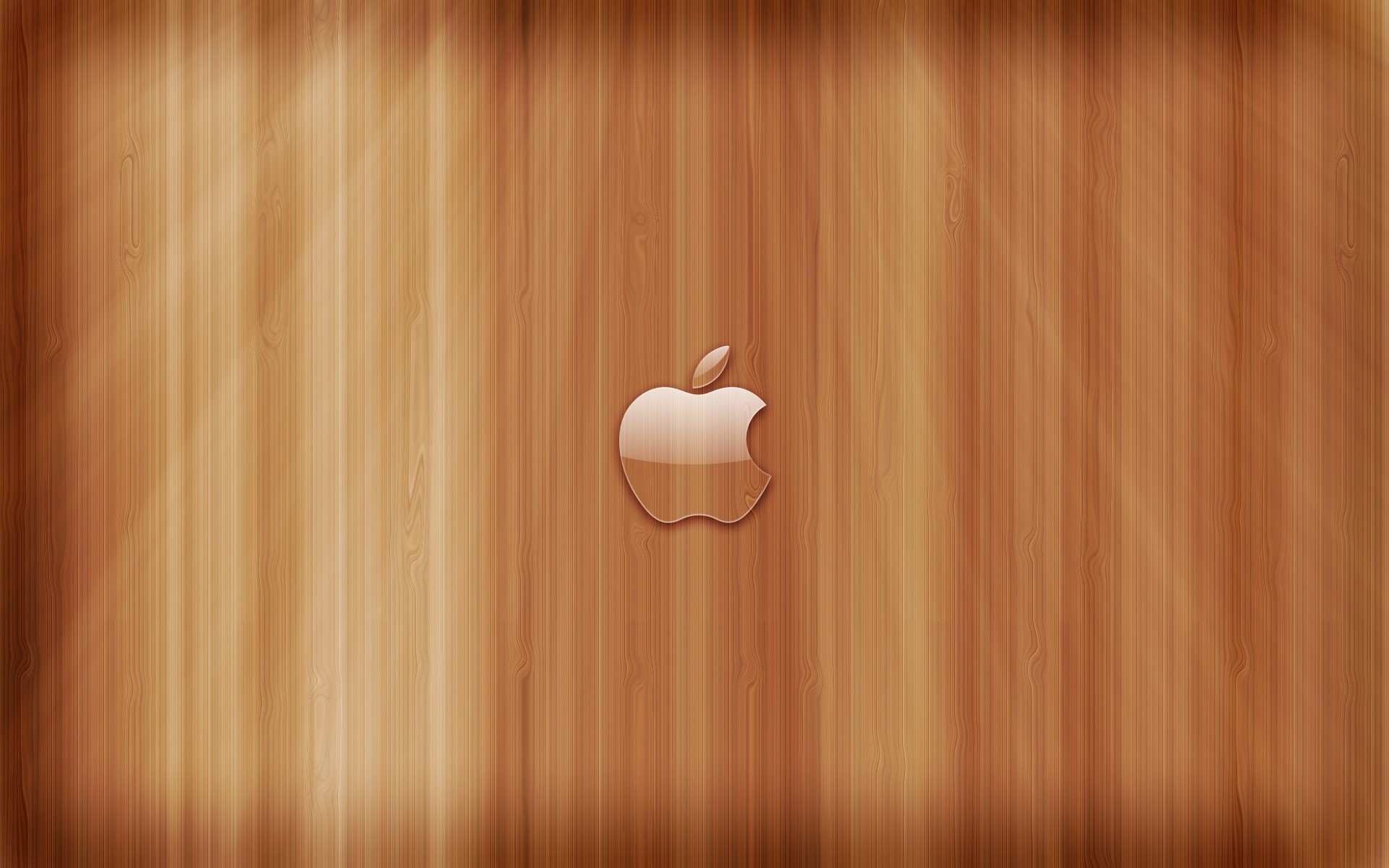 Apple logo on a wooden background HD Wallpaper