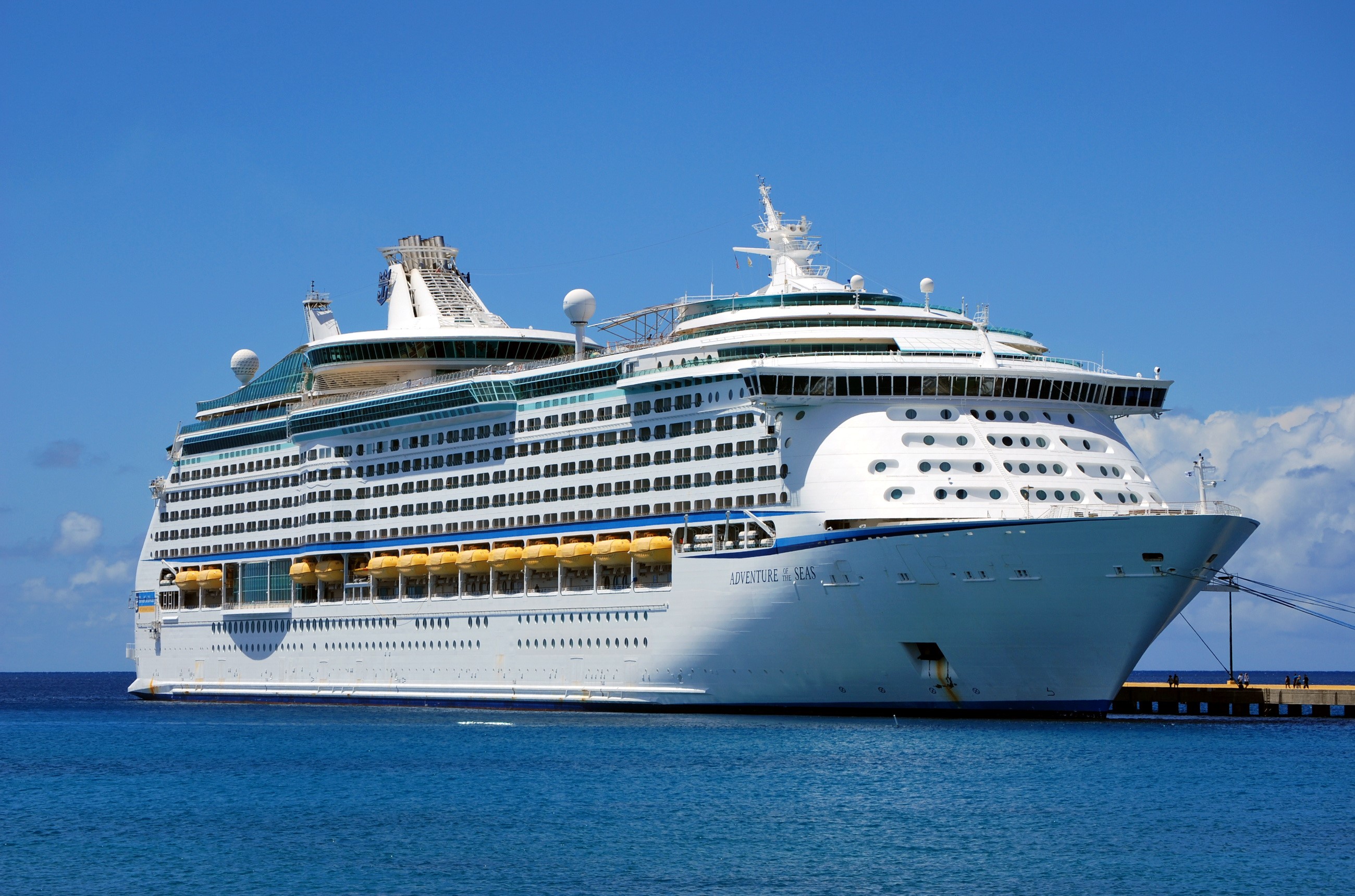 Adventure of the Seas cruise liner docked at sea HD Wallpaper