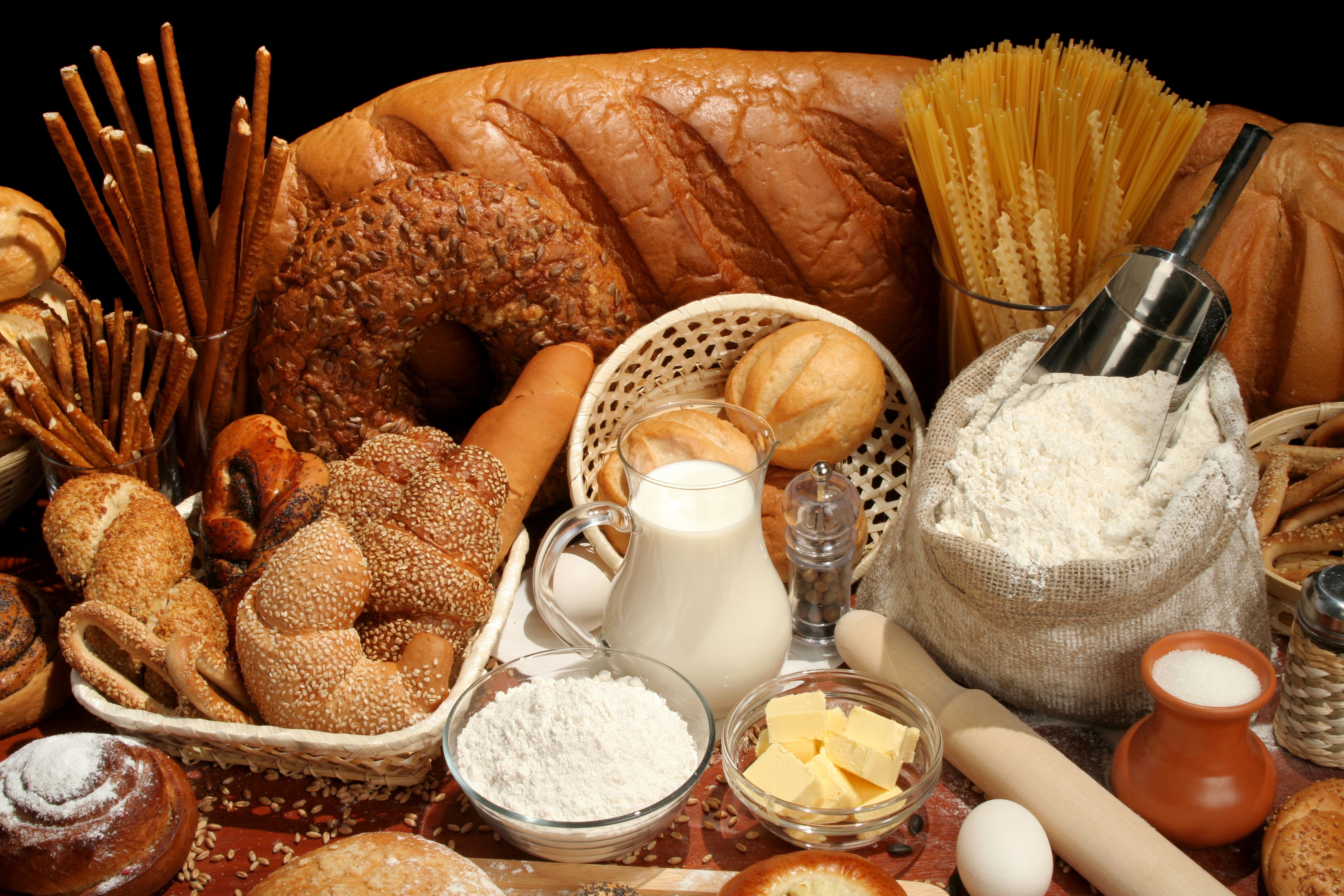 Assortment of Baked Goods and Baking Ingredients HD Wallpaper