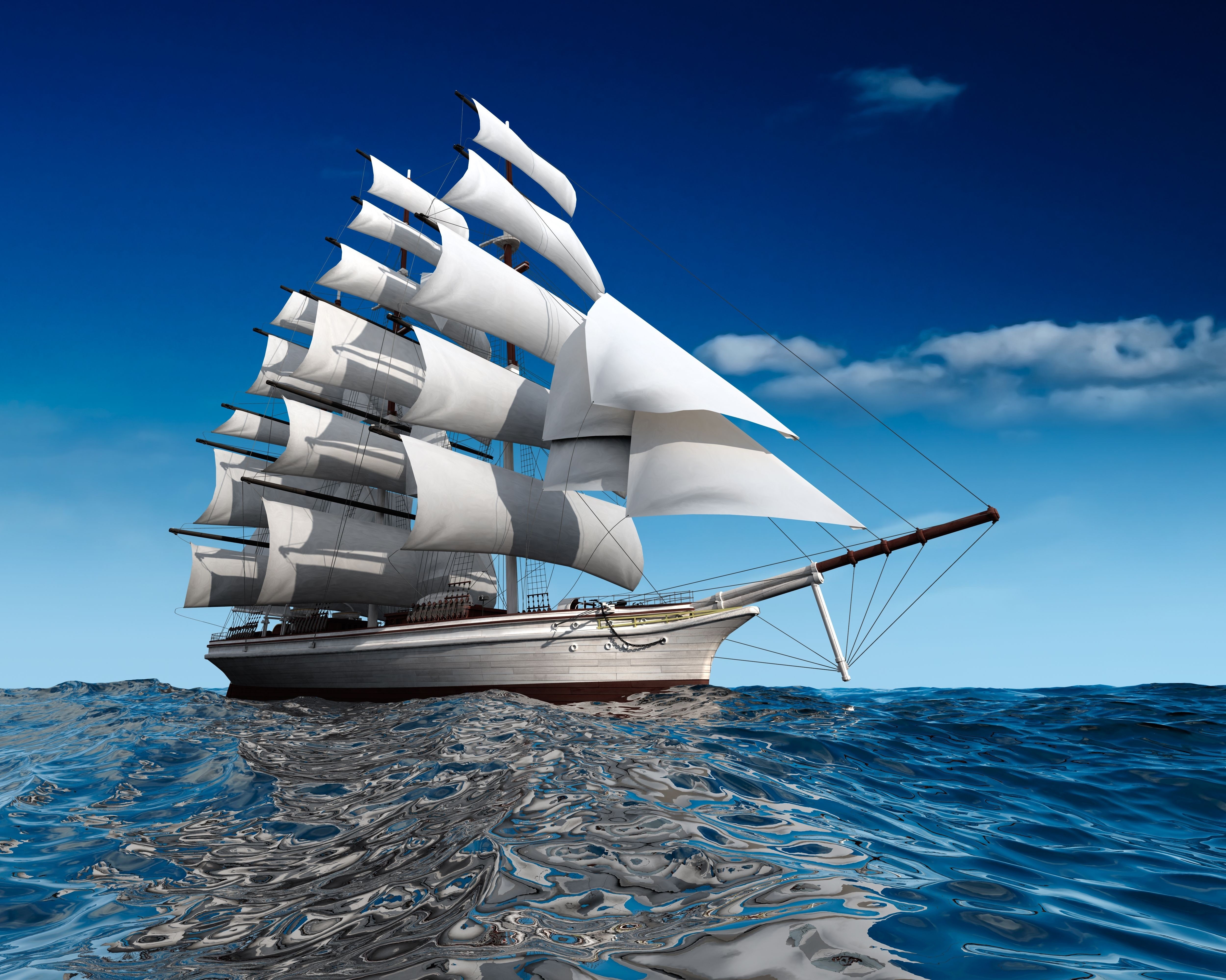 Tall Ship Sailing on the Ocean HD Wallpaper