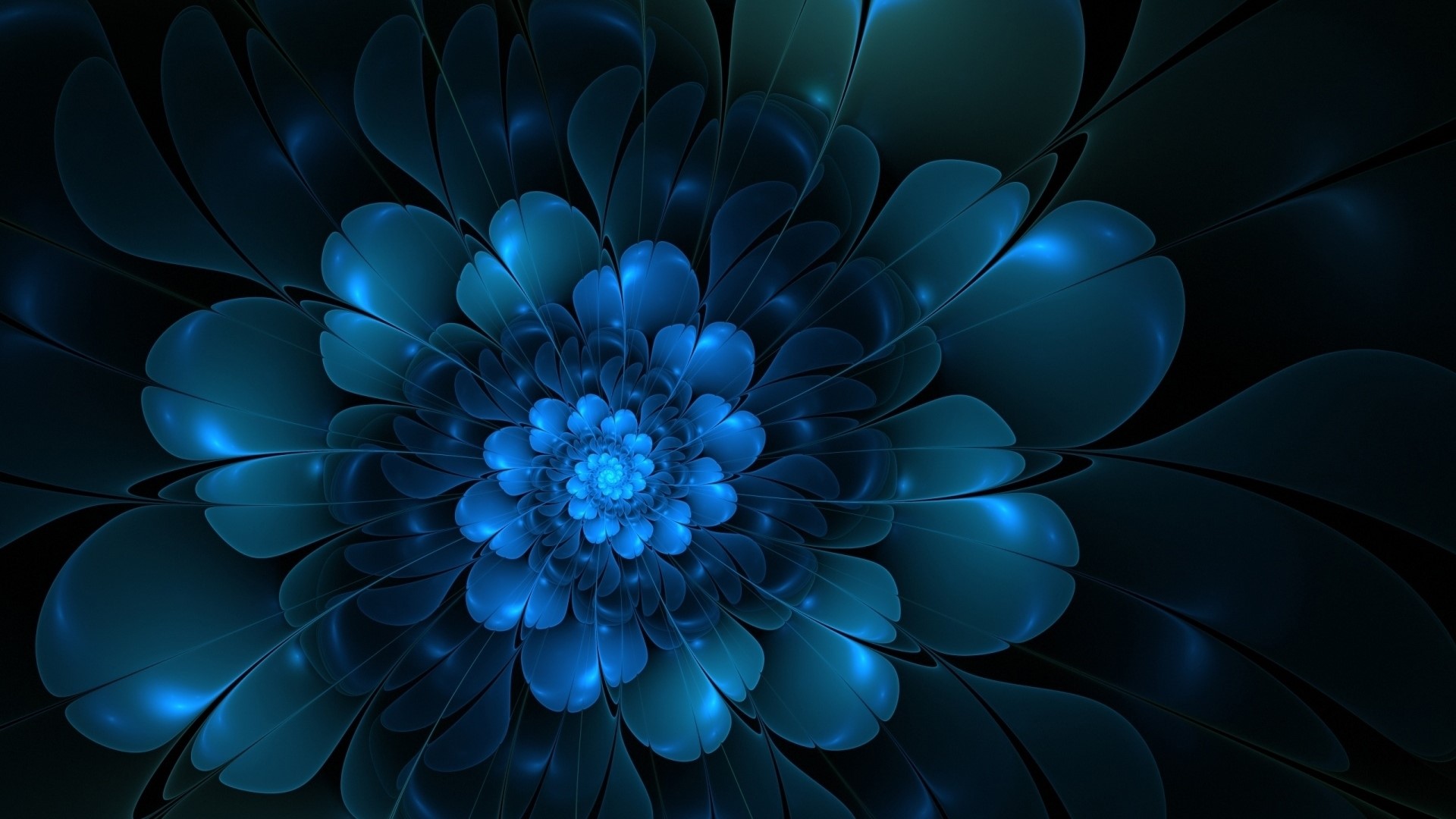 Abstract blue fractal flower HD Wallpaper