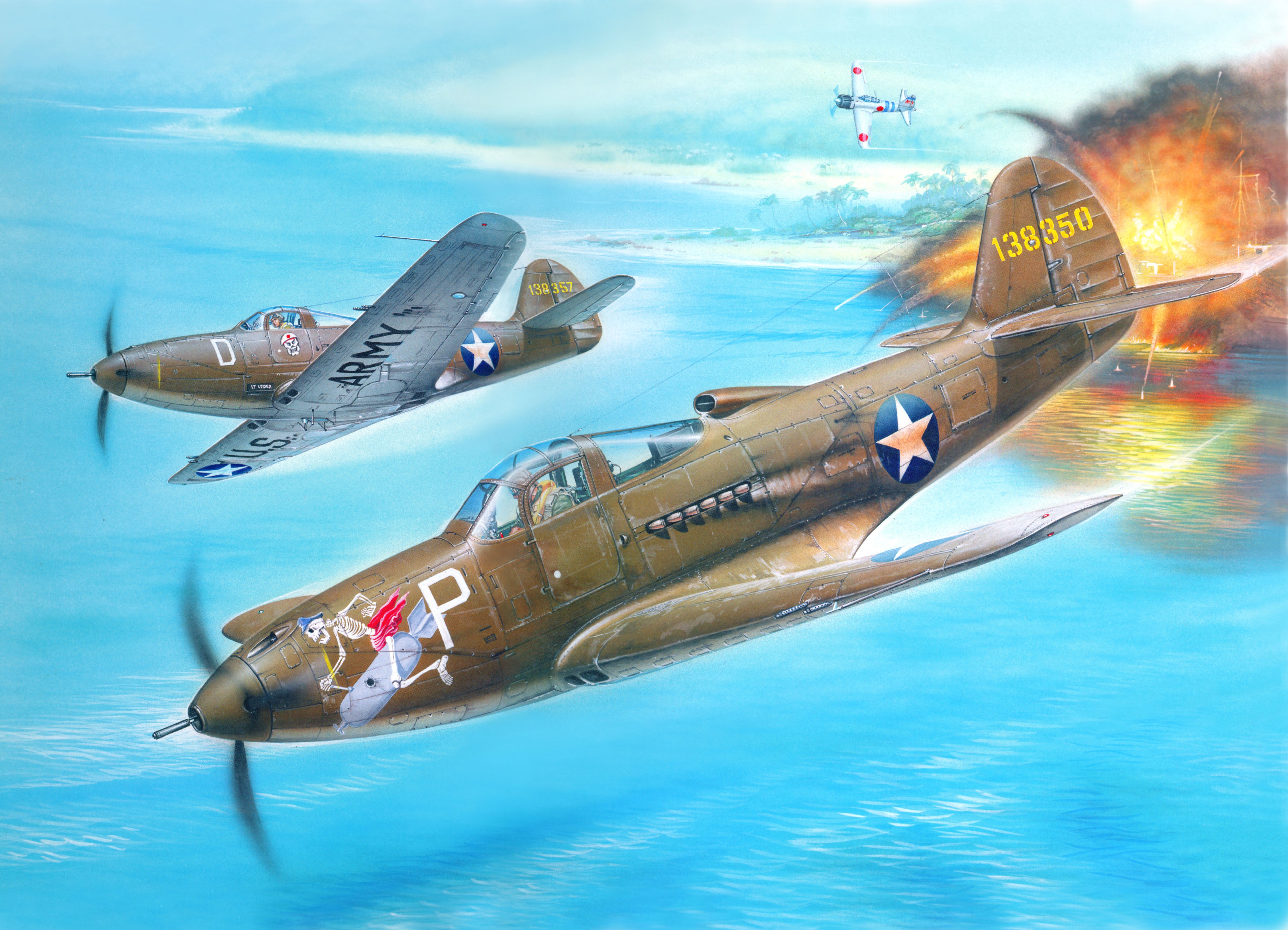P-39D Airacobra Airplanes in Combat HD Wallpaper