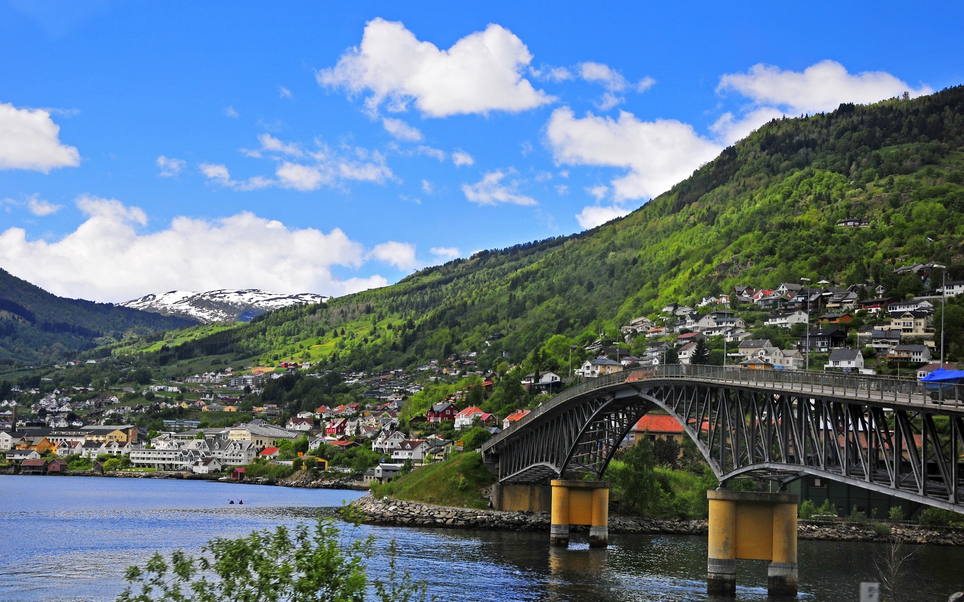 Bridge over a fjord in Norway HD Wallpaper