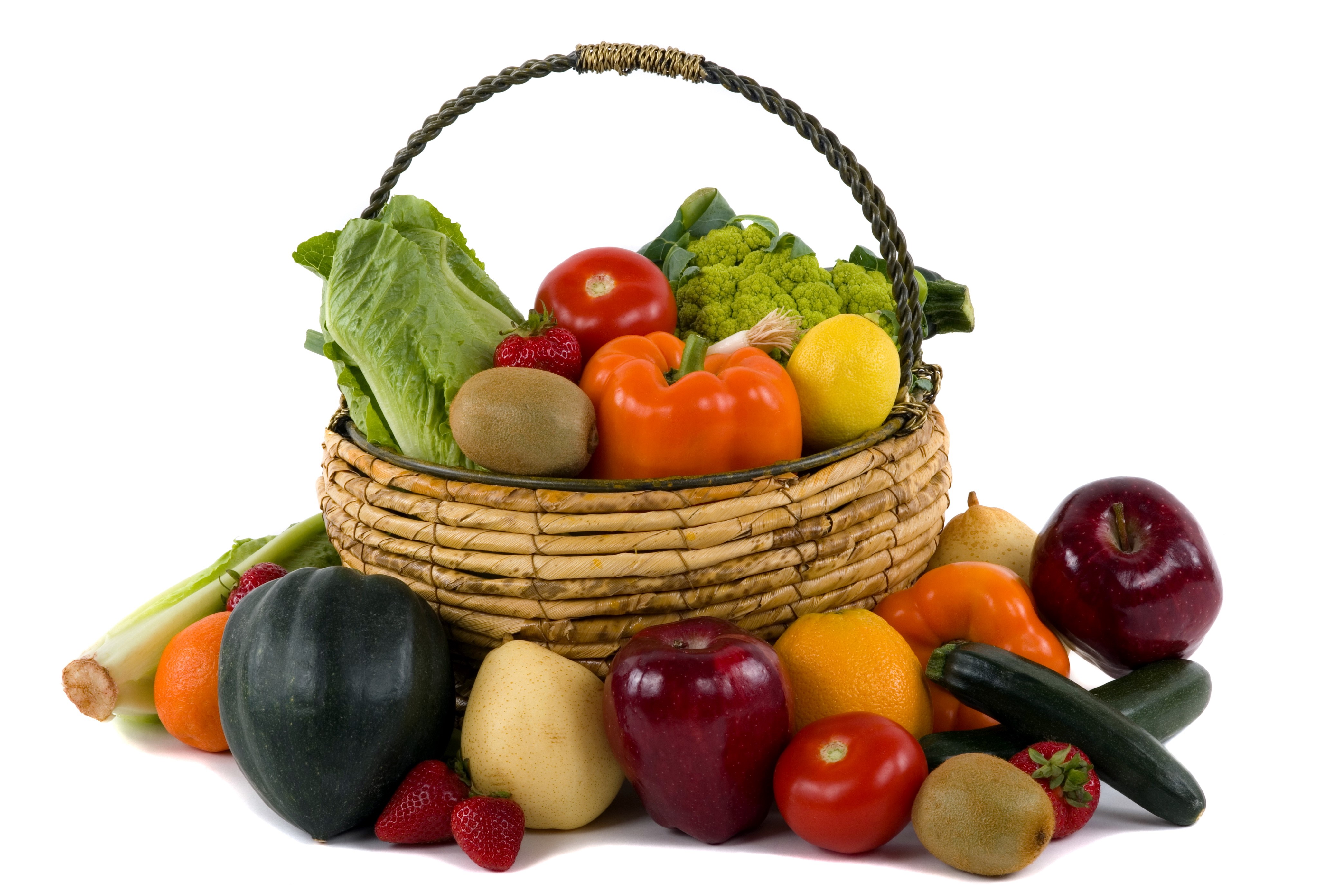 Basket of Fruits and Vegetables HD Wallpaper