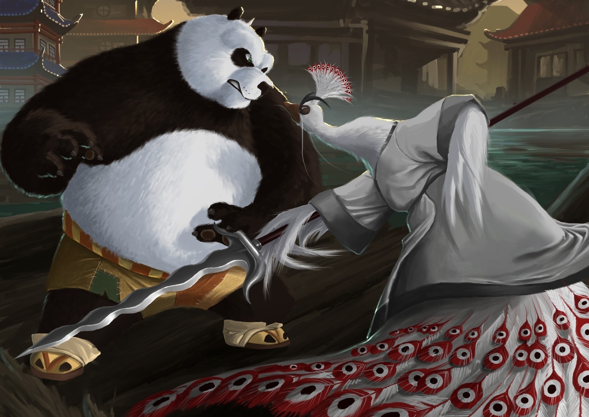 Po and Lord Shen from Kung Fu Panda HD Wallpaper