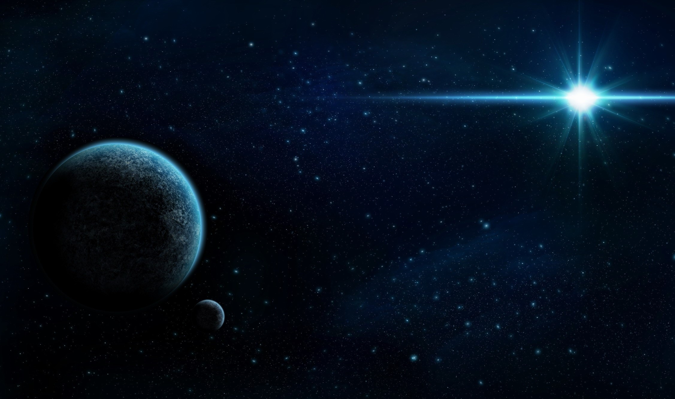 Planets and stars in deep space HD Wallpaper