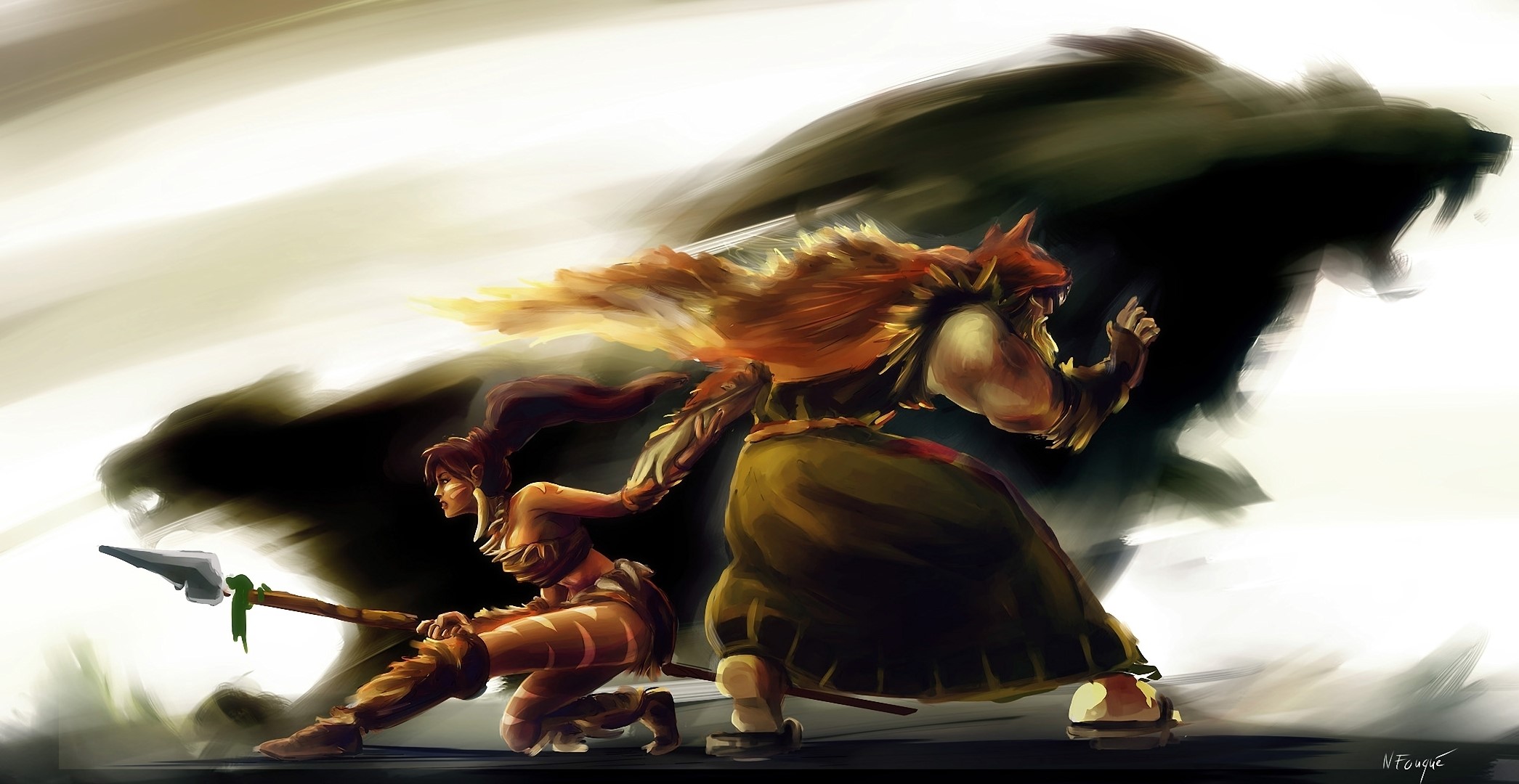 Nidalee and Warwick from League of Legends HD Wallpaper