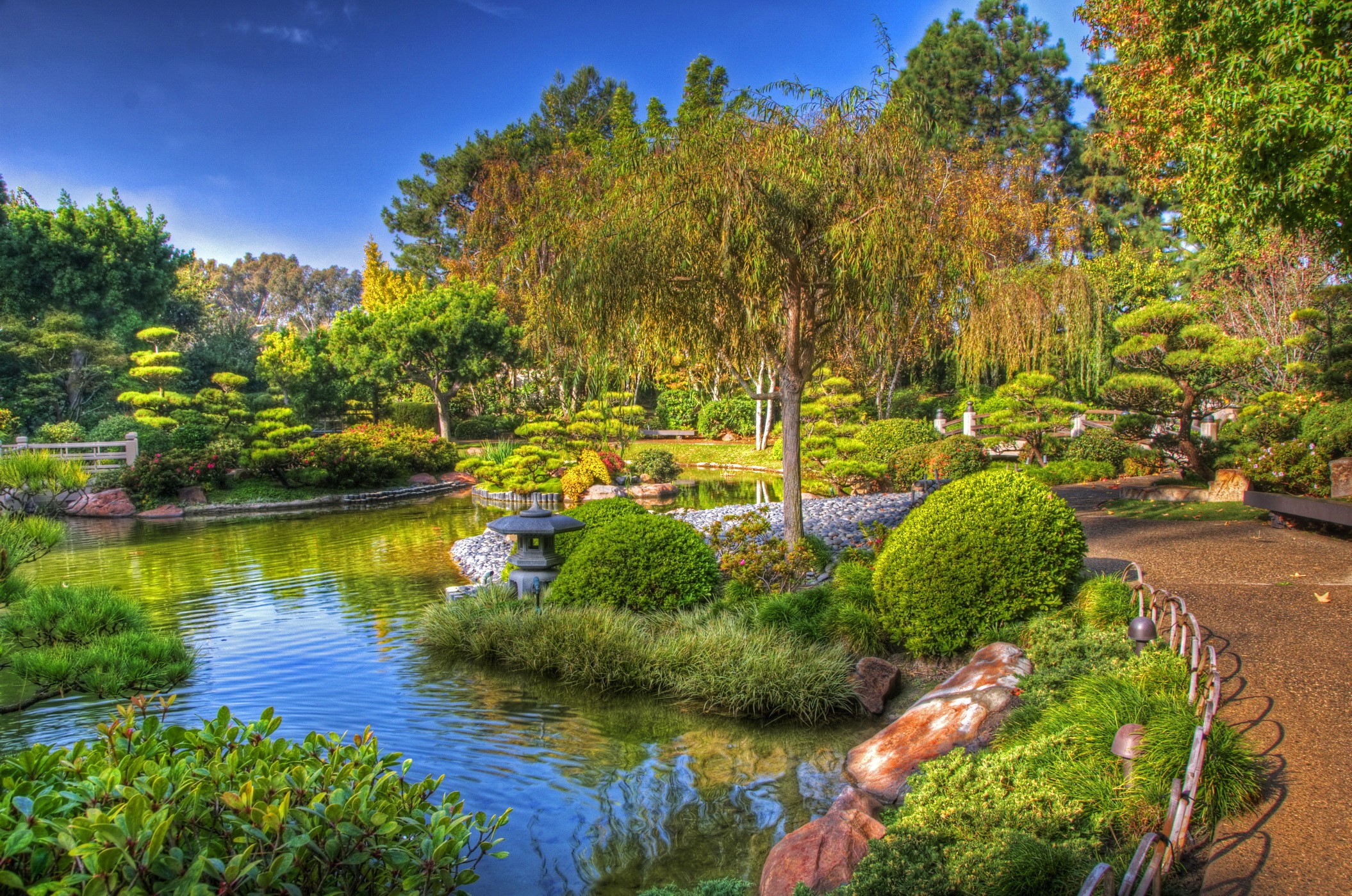 Earl Burns Miller Japanese Garden with Pond HD Wallpaper