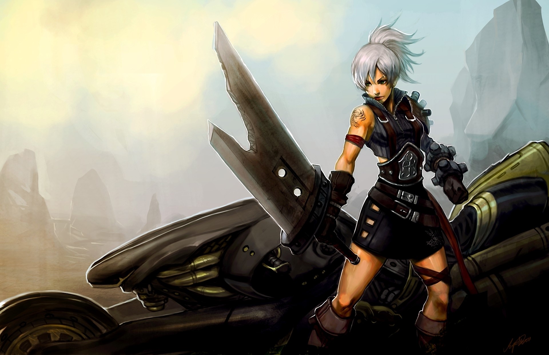 Riven from League of Legends with a large sword HD Wallpaper