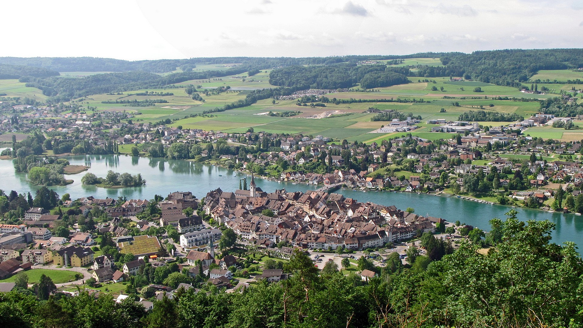 Stein am Rhein, Switzerland aerial view HD Wallpaper