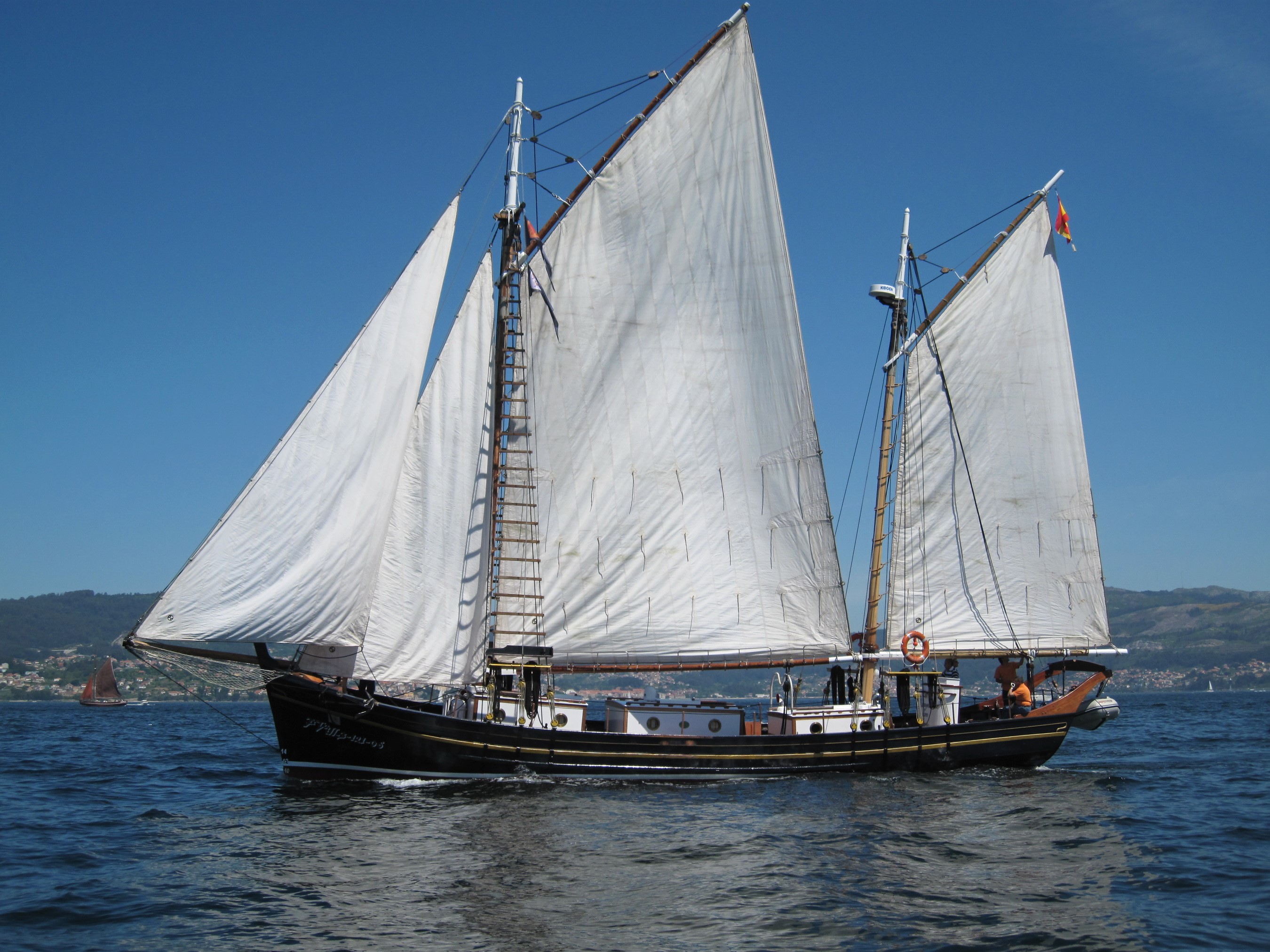 Sailing Ship with White Sails on the Water HD Wallpaper