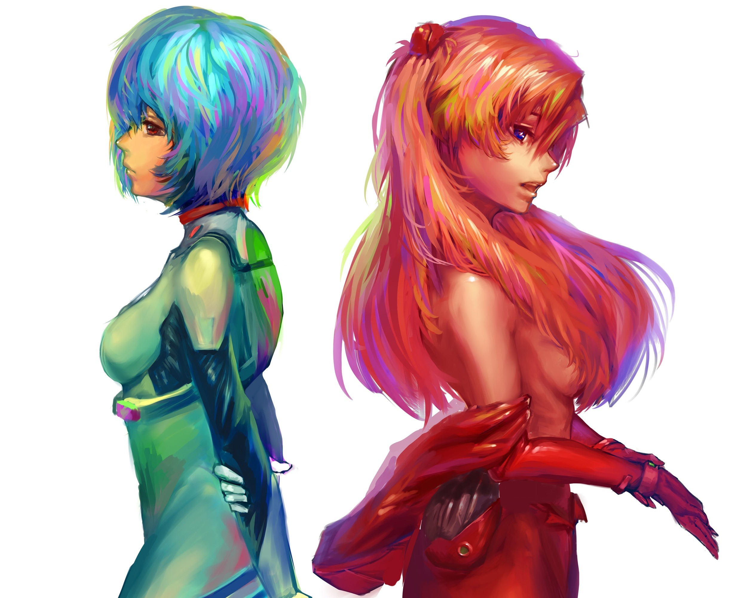 Rei Ayanami and Asuka Langley Soryu from Neon Genesis Evangelion HD Wallpaper