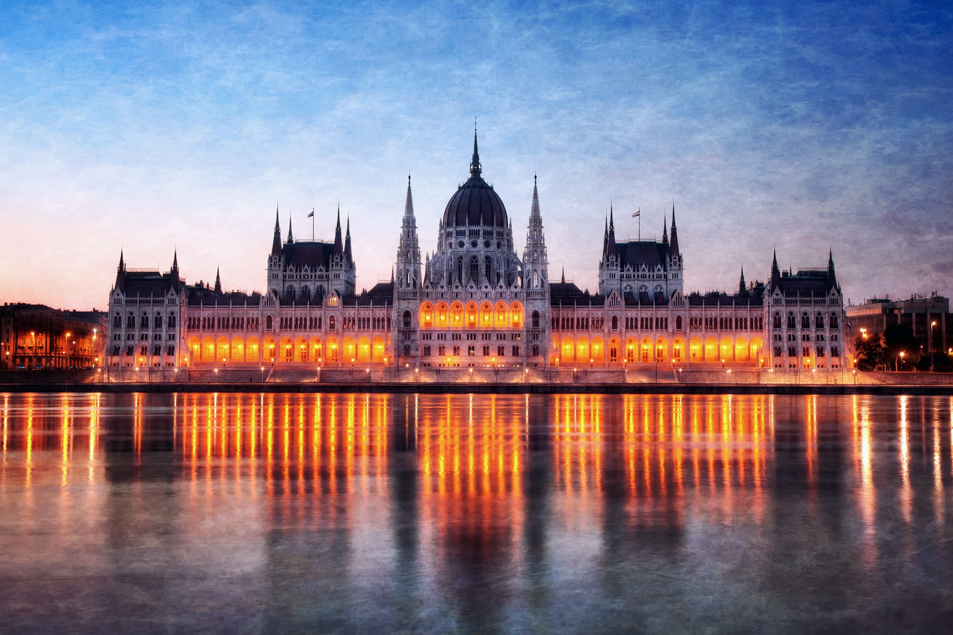 Hungarian Parliament Building at Night HD Wallpaper