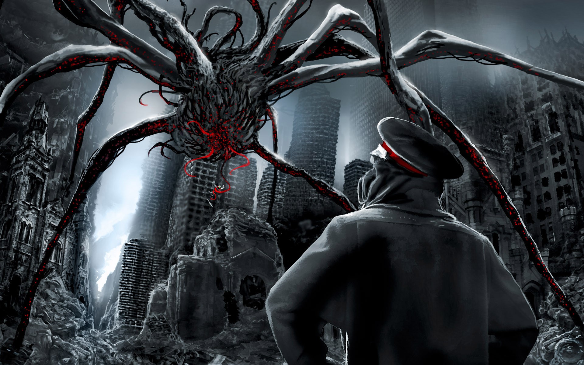 Romantically Apocalyptic creature in ruined city HD Wallpaper