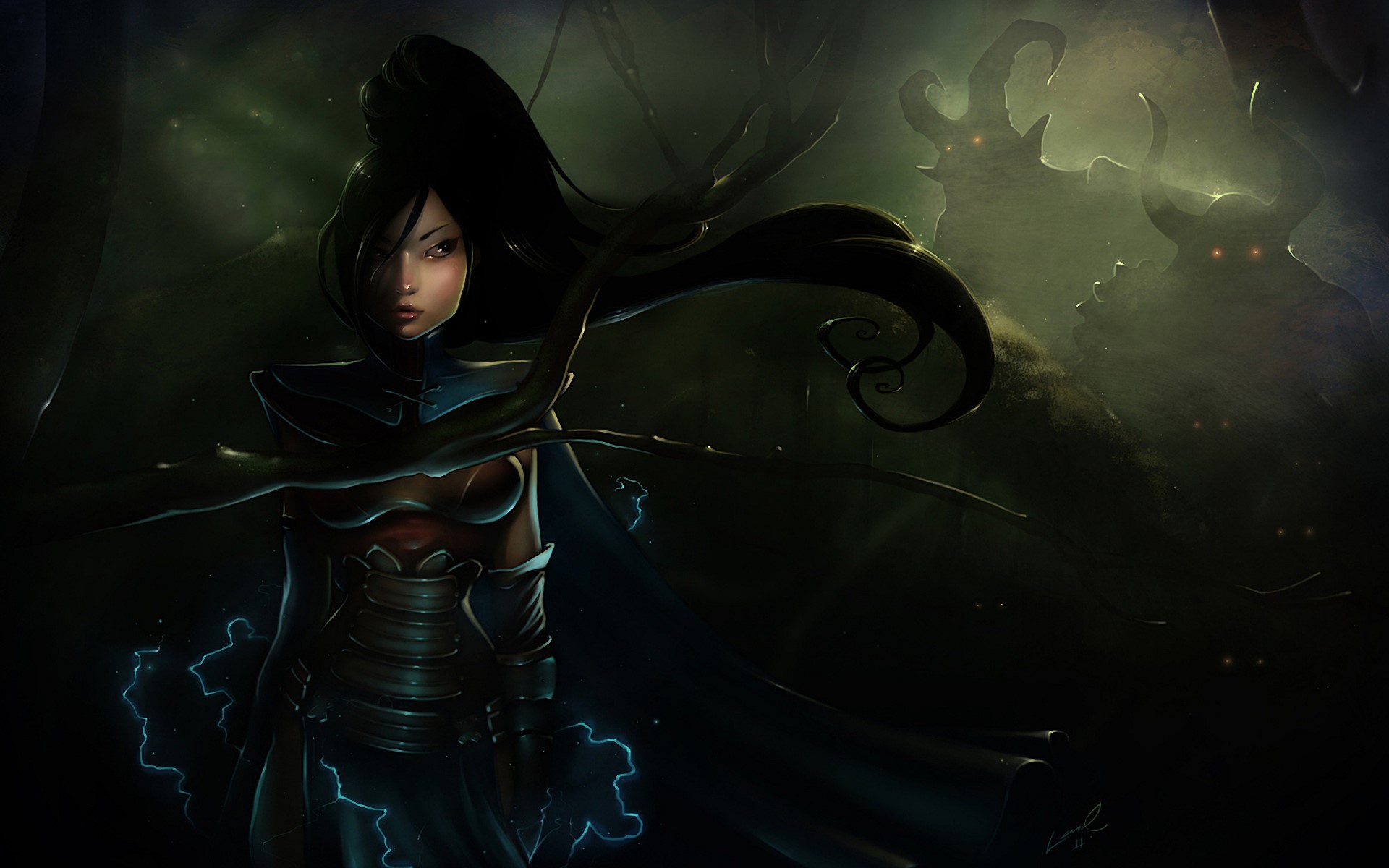 Diablo character with shadowy figures in background HD Wallpaper
