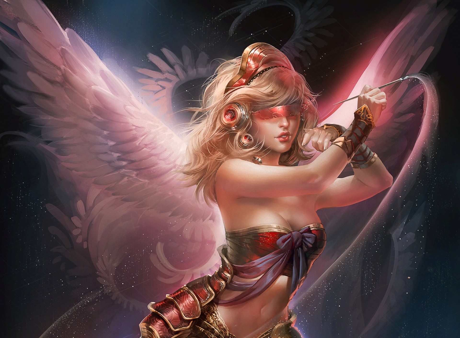 Angel with wings and armor HD Wallpaper