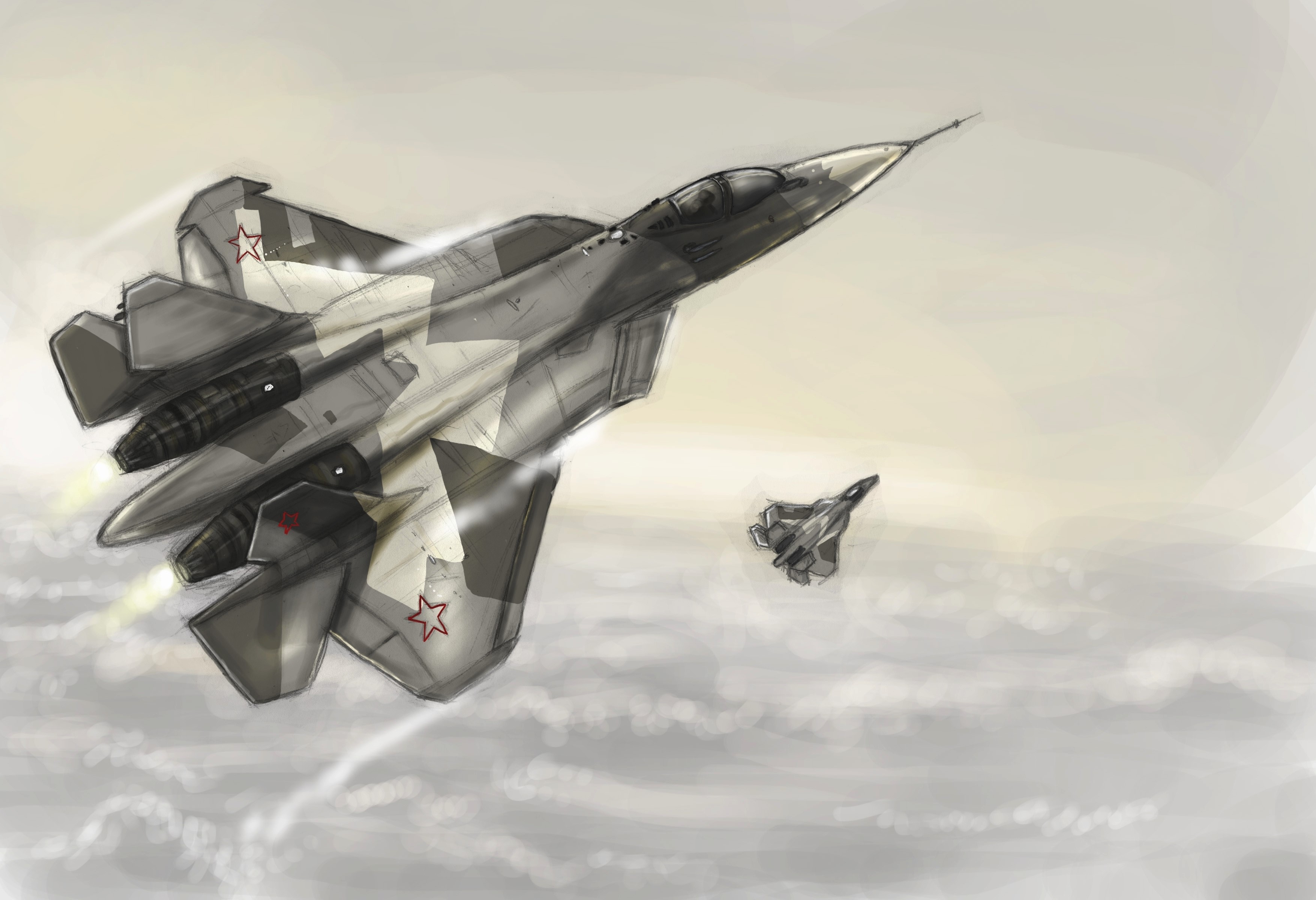 Two fighter jets flying in the sky HD Wallpaper