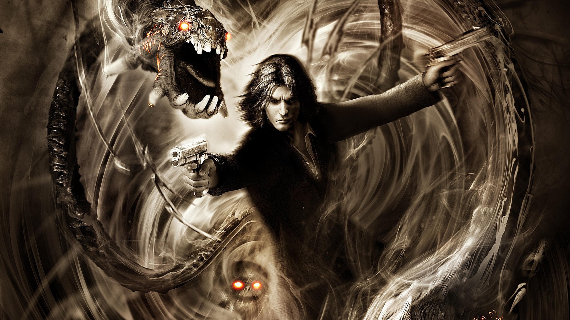 Jackie Estacado from The Darkness fighting a monster HD Wallpaper