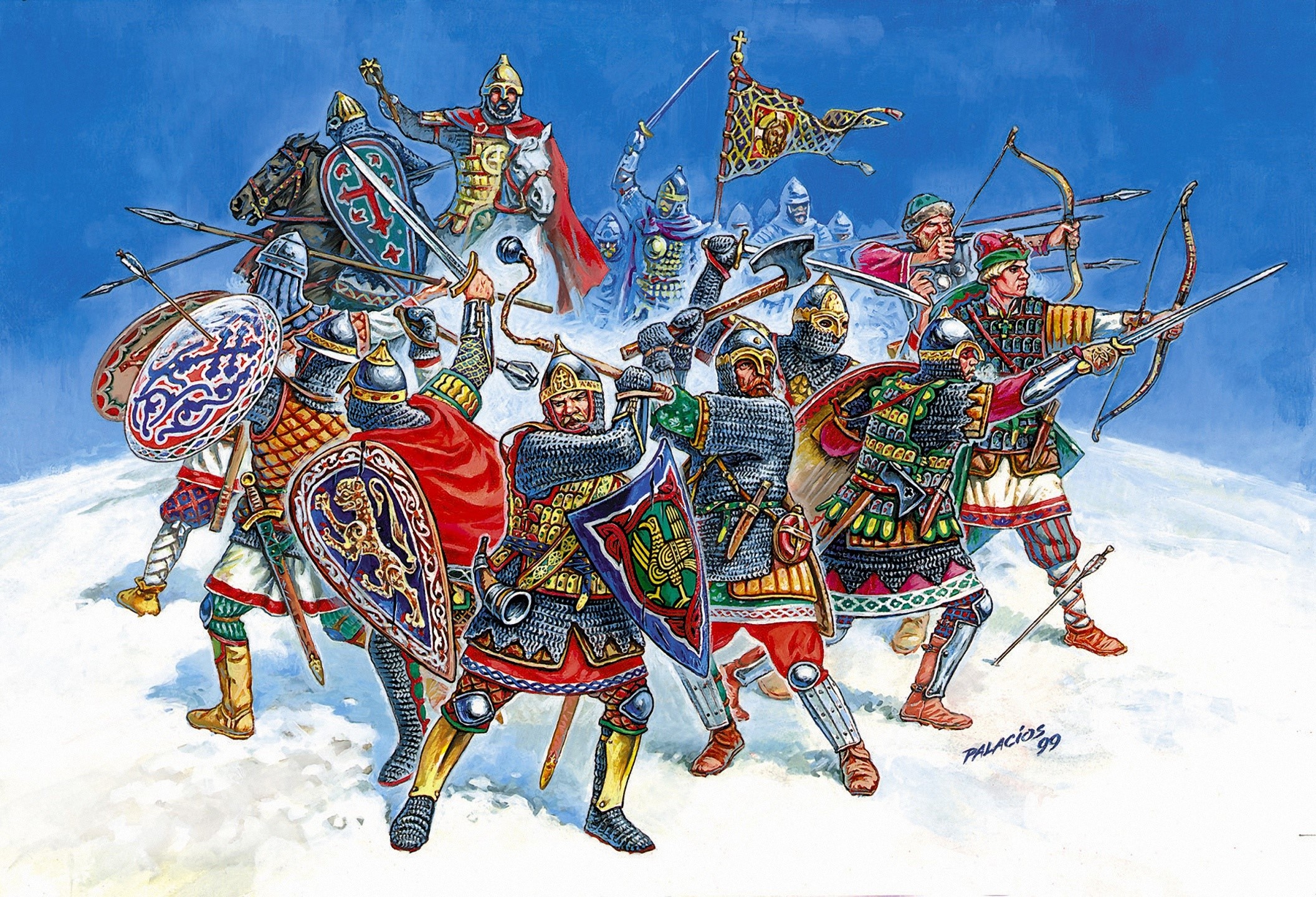 Byzantine soldiers in battle HD Wallpaper
