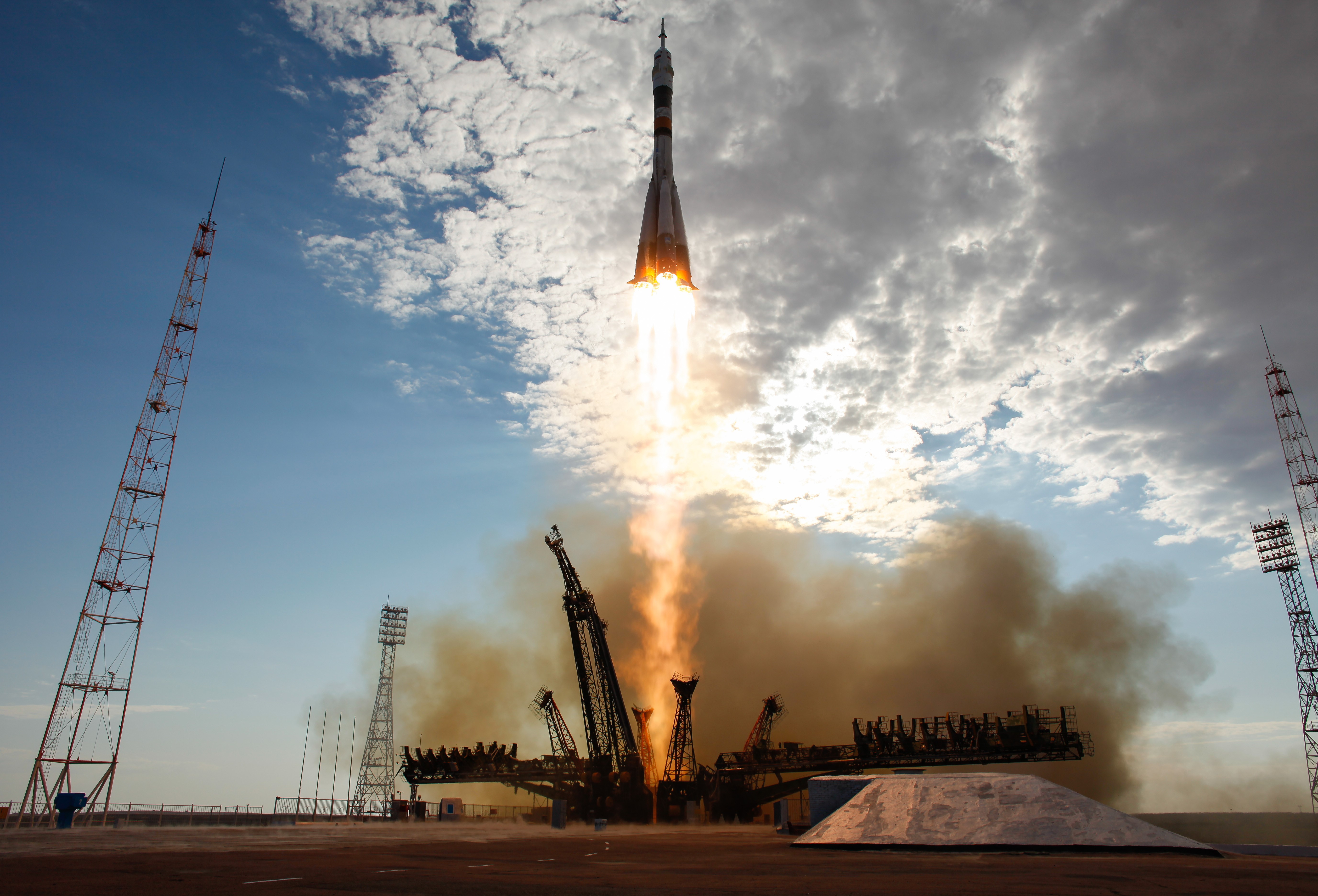 Rocket Launch from Baikonur Cosmodrome HD Wallpaper
