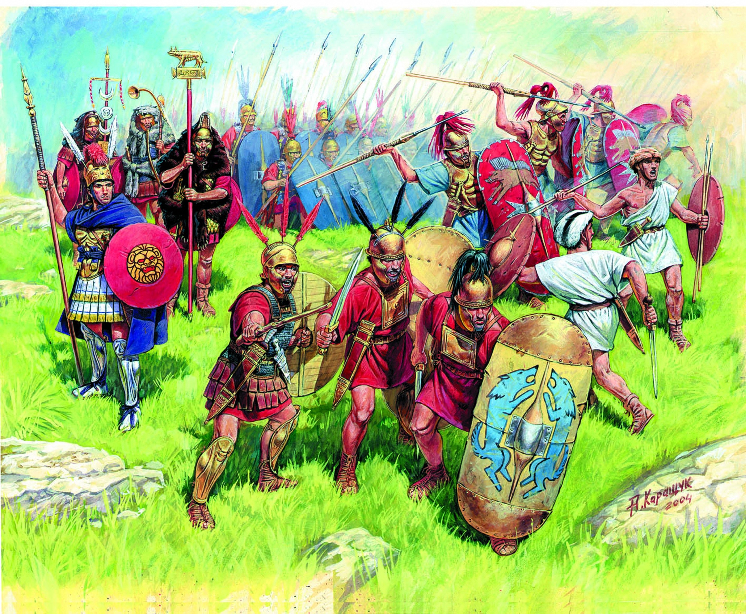 Roman soldiers in battle formation HD Wallpaper