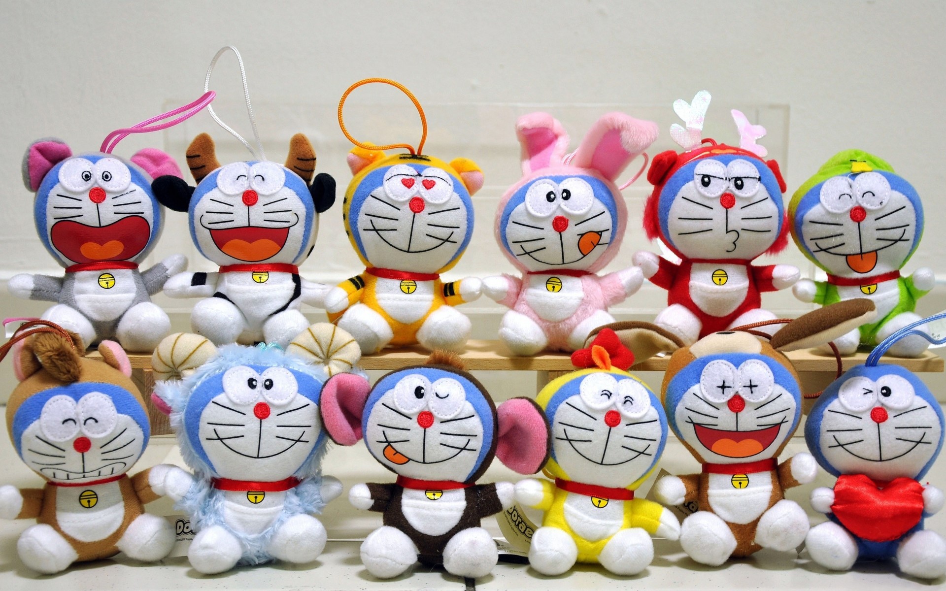 Collection of Doraemon plush toys HD Wallpaper