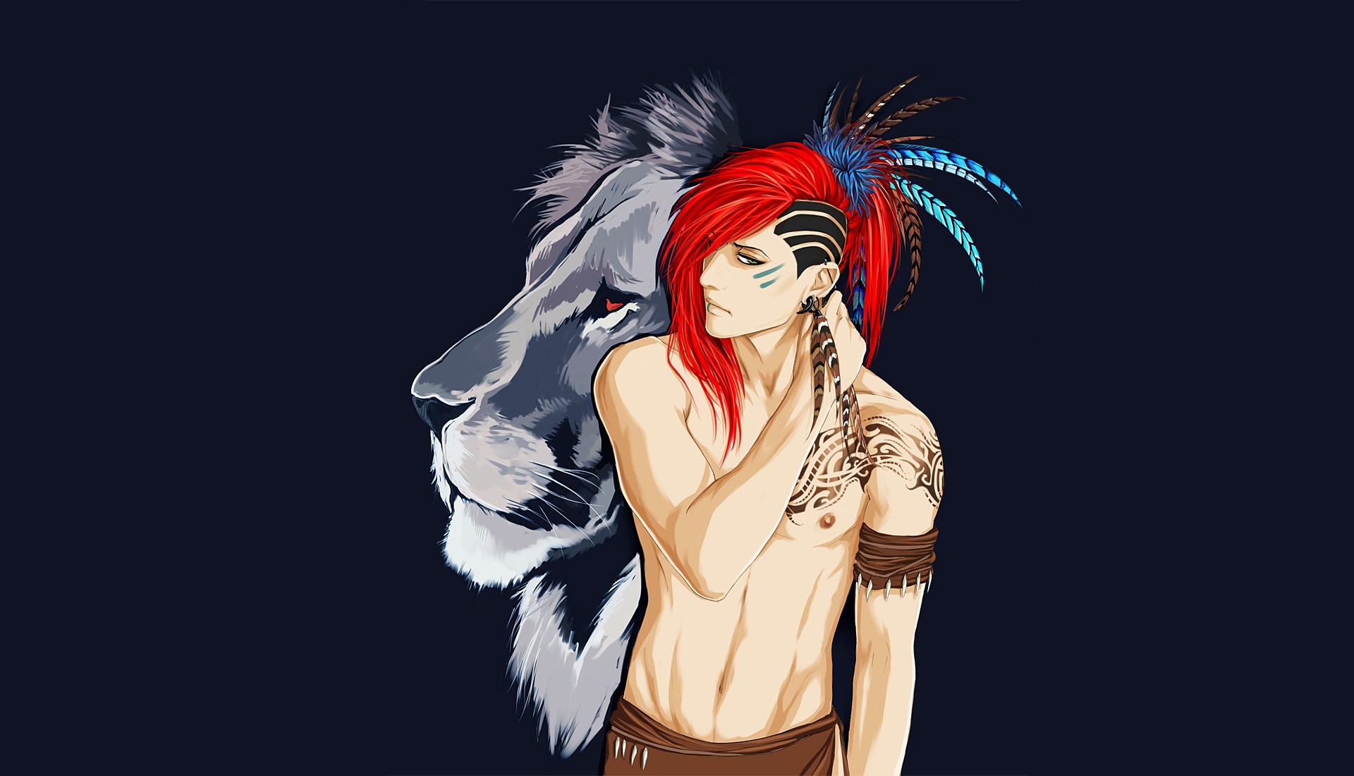Anime man with lion spirit HD Wallpaper