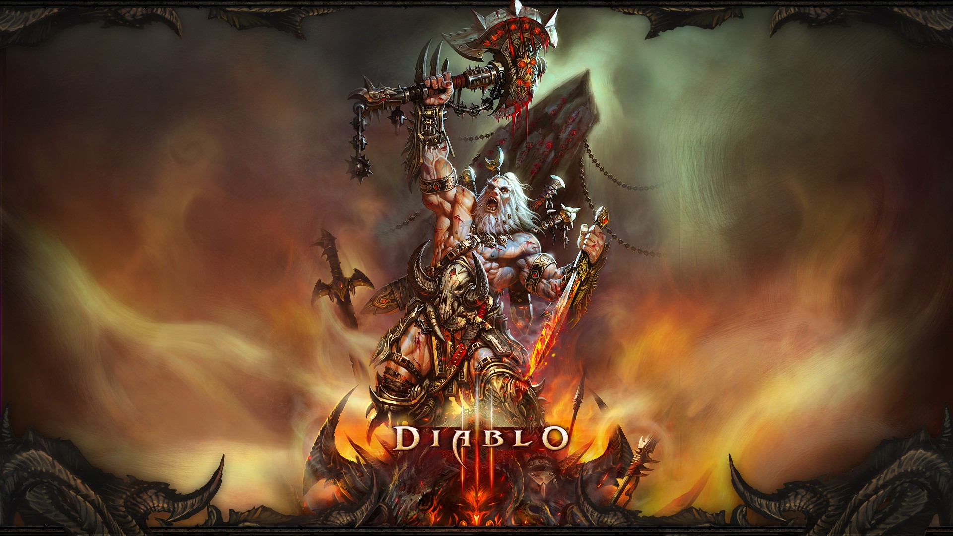 Diablo III Barbarian with Axe and Sword HD Wallpaper