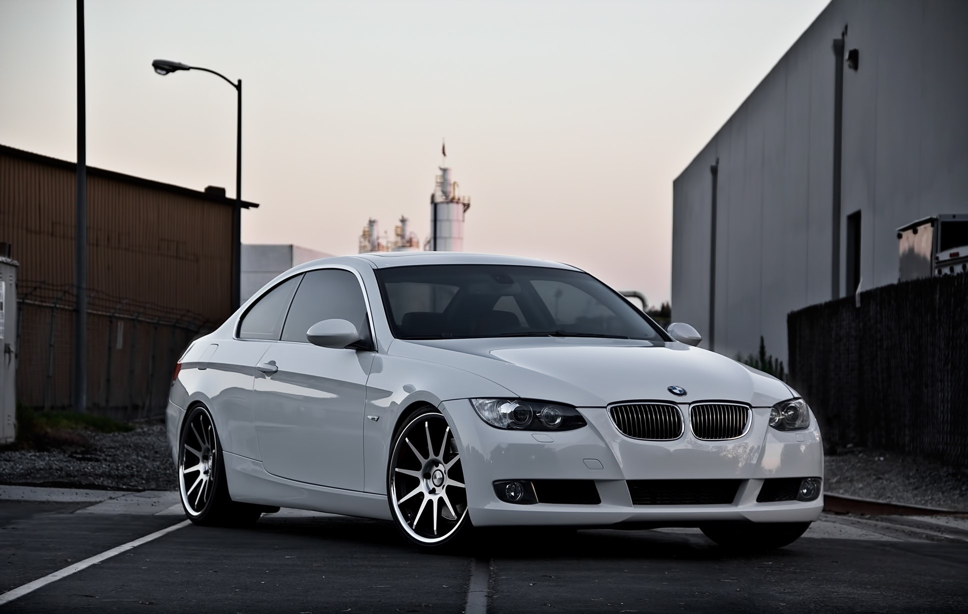 White BMW Coupe on a Street HD Wallpaper