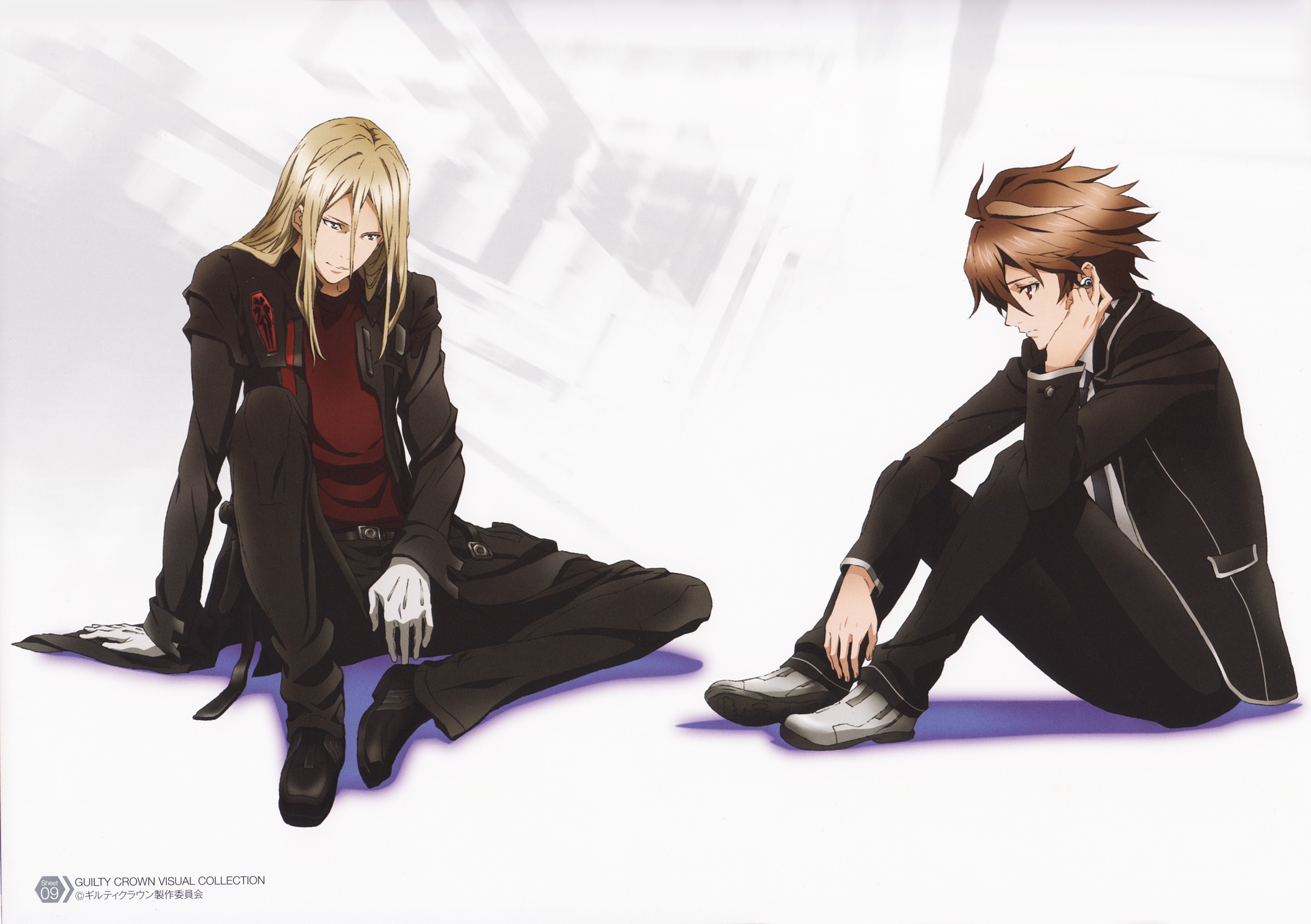 Two men from Guilty Crown sitting HD Wallpaper