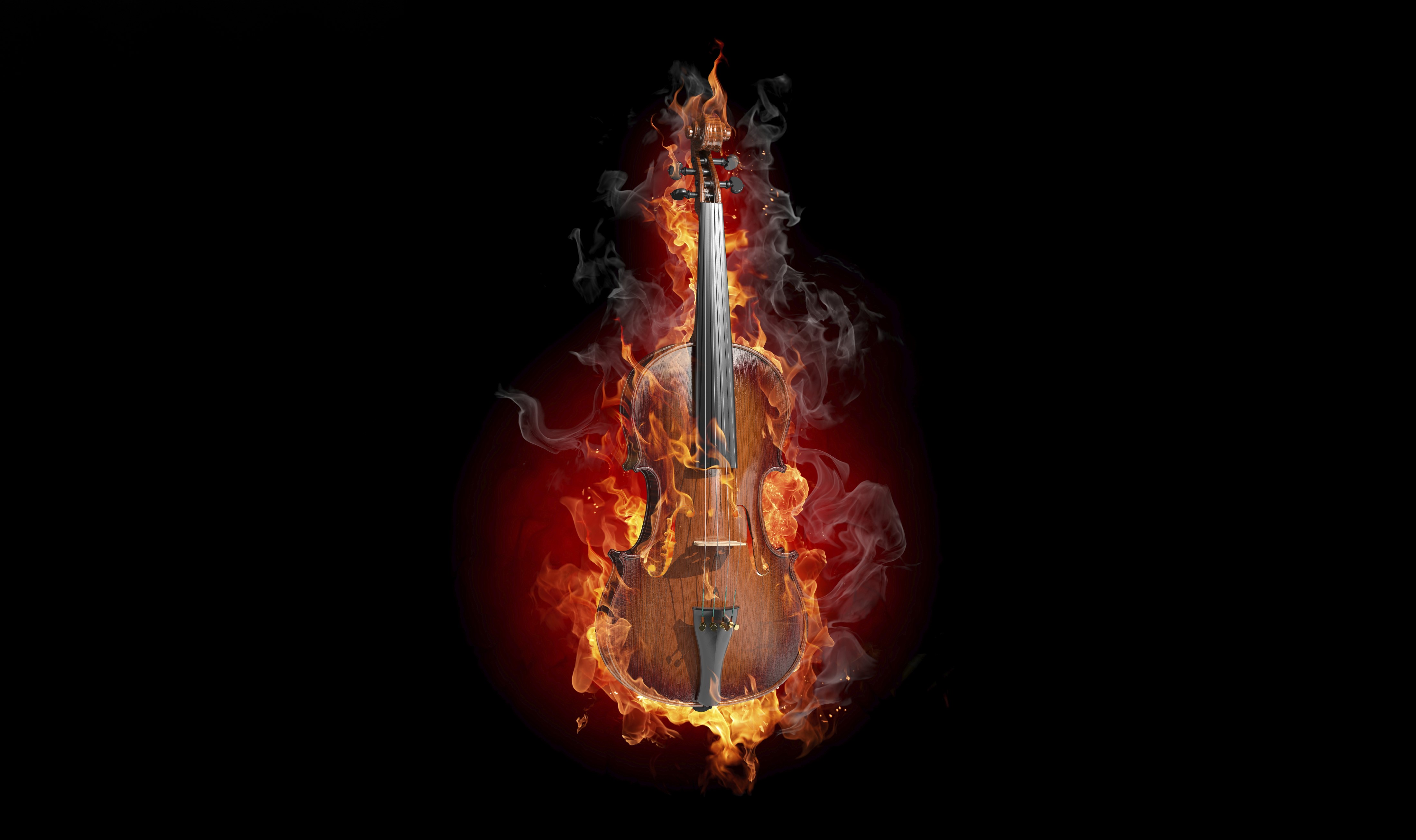 Violin on fire HD Wallpaper