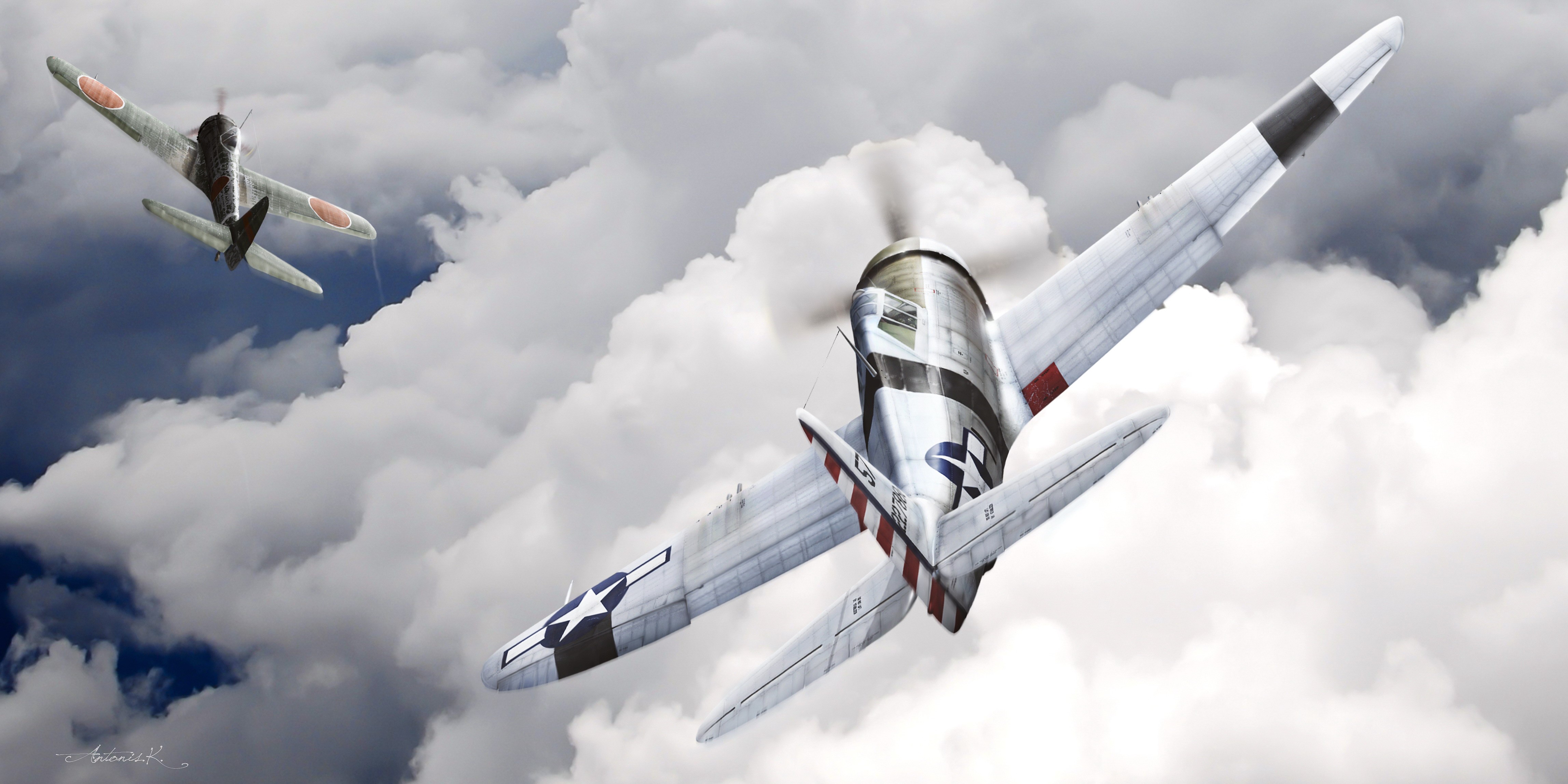 4K P-47 Airplane Painting Art HD Wallpaper