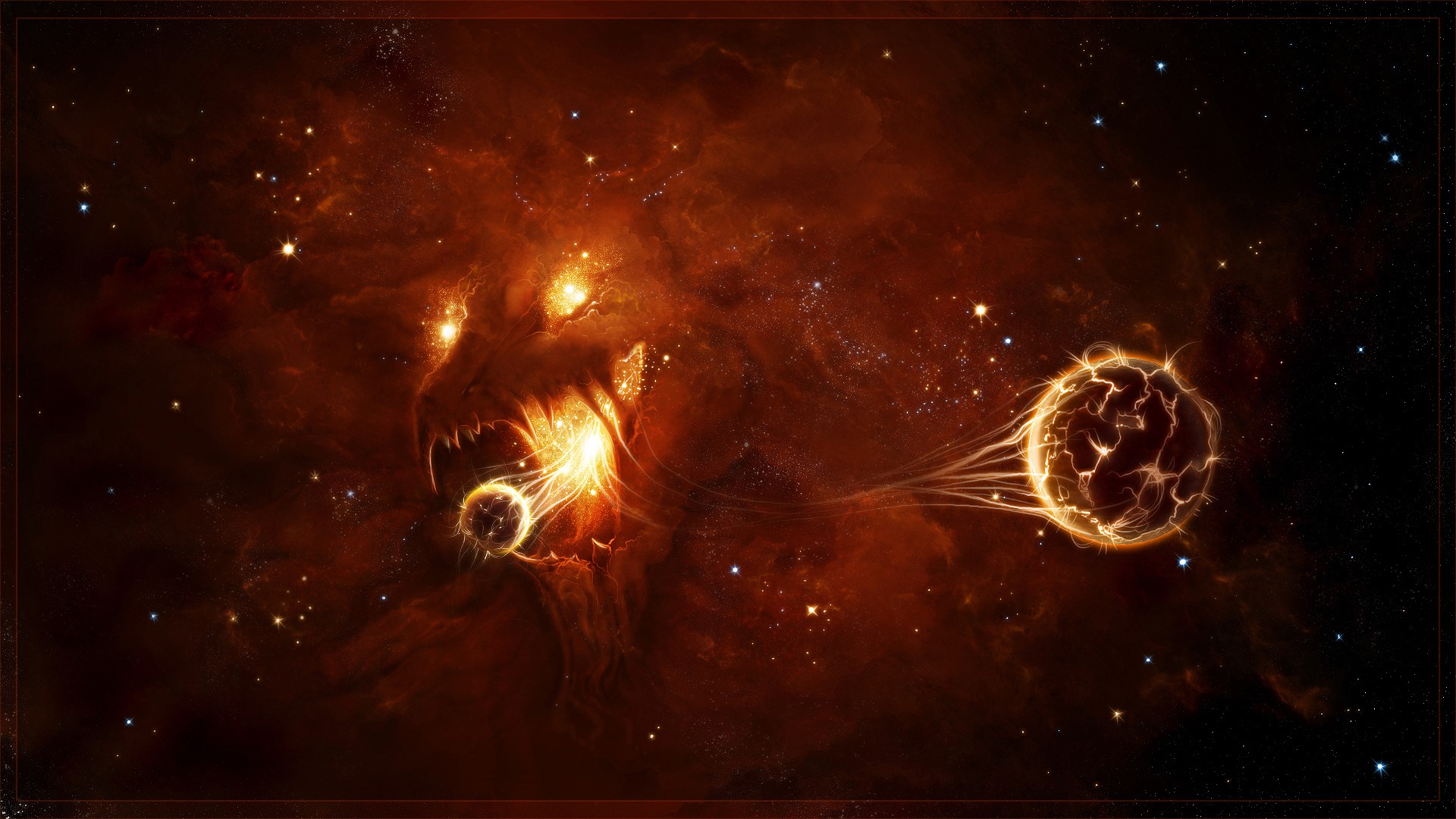 Cosmic Dragon Devouring a Planet HD Wallpaper