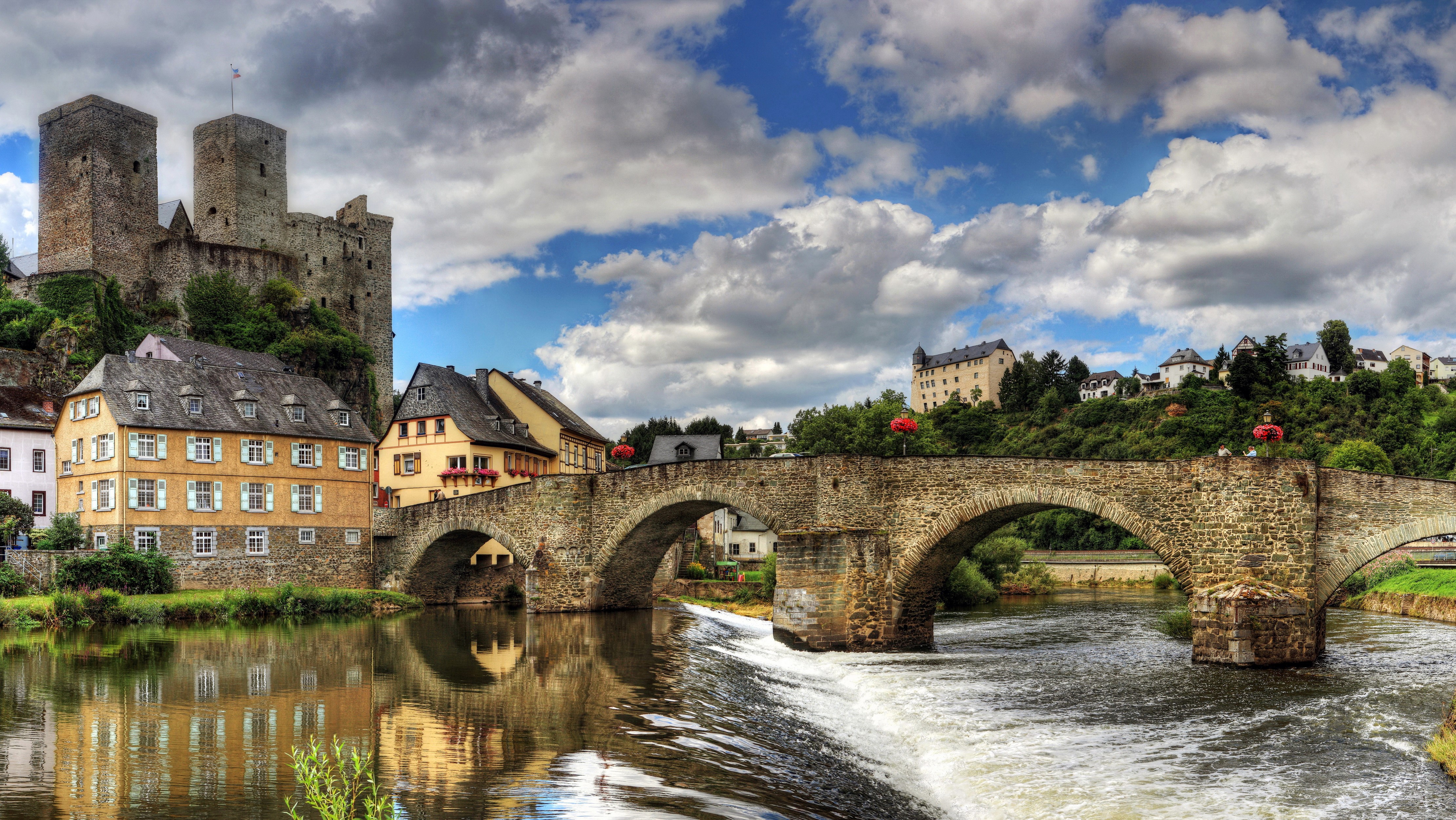 4K Germany bridge and castle over river HD Wallpaper