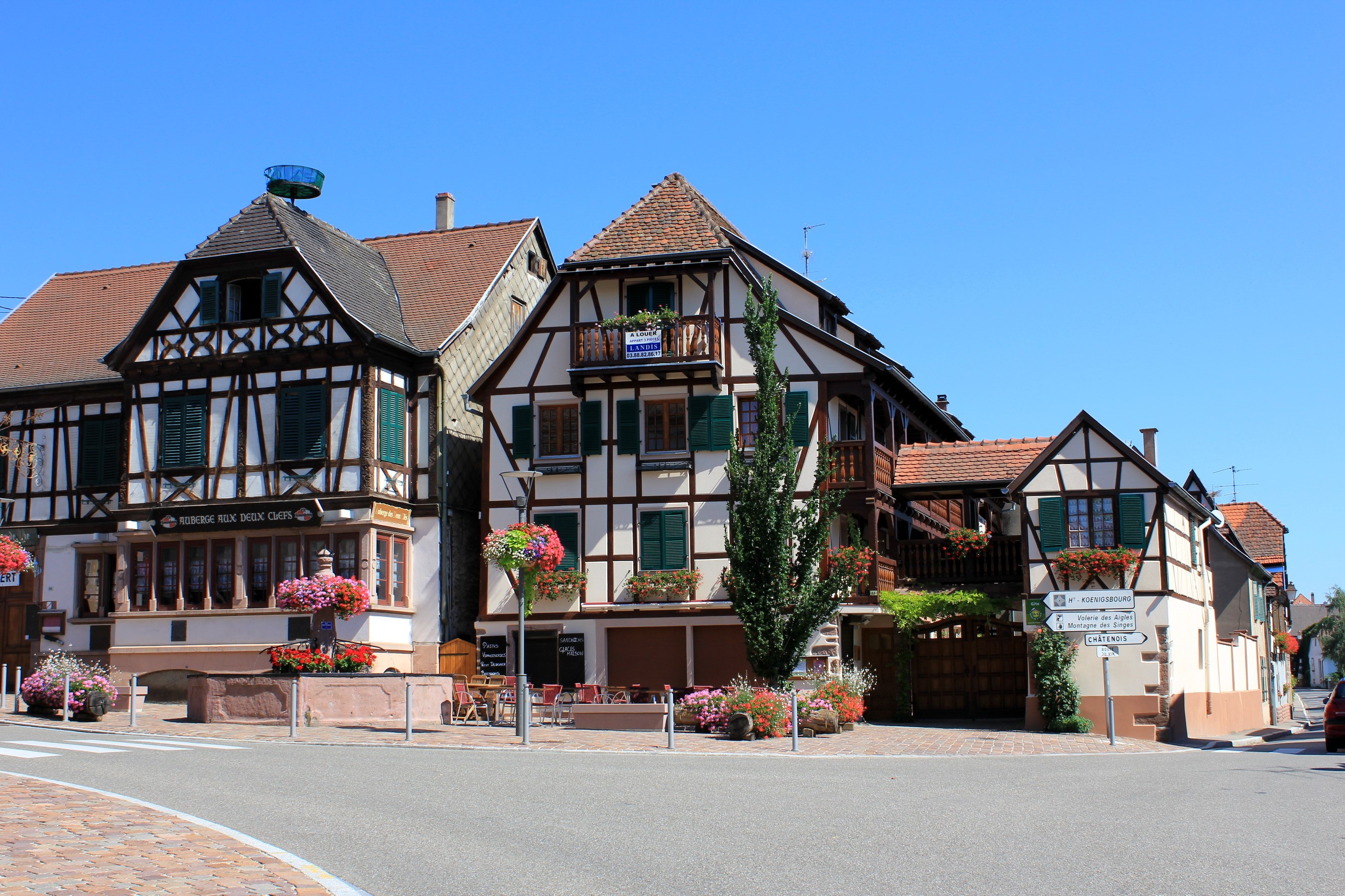 Half-timbered buildings in a French village HD Wallpaper