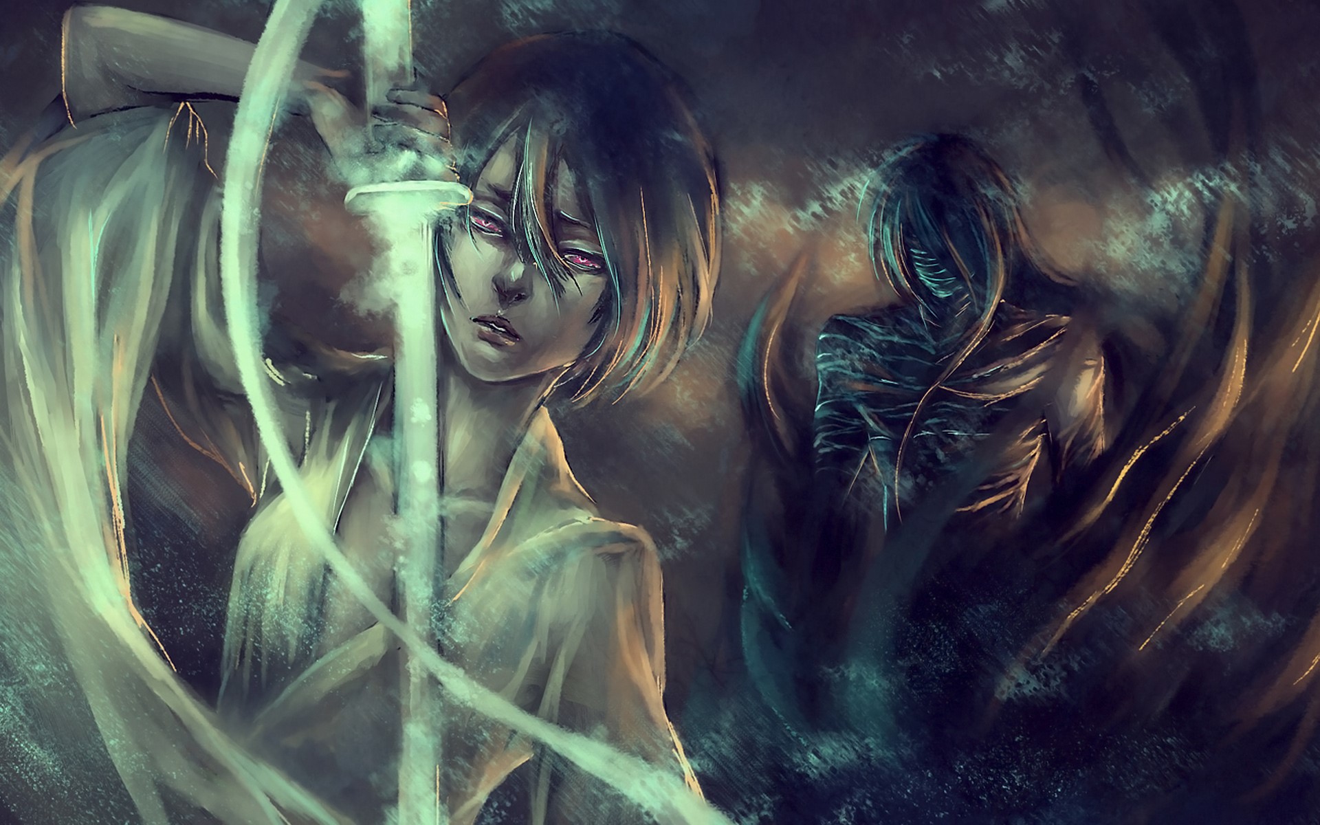 Rukia Kuchiki and a Hollow from Bleach HD Wallpaper