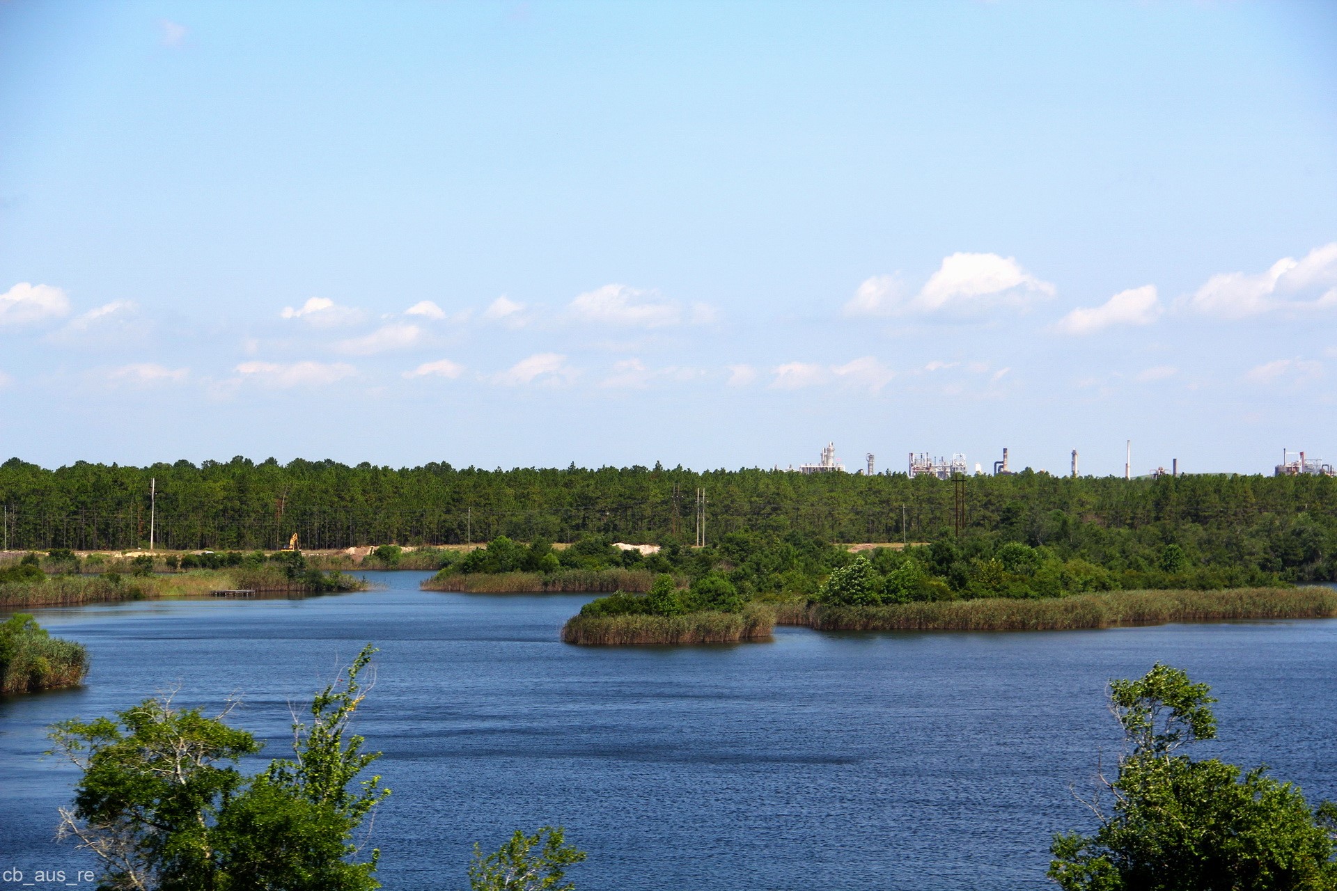 Industrial Plant by a Lake HD Wallpaper
