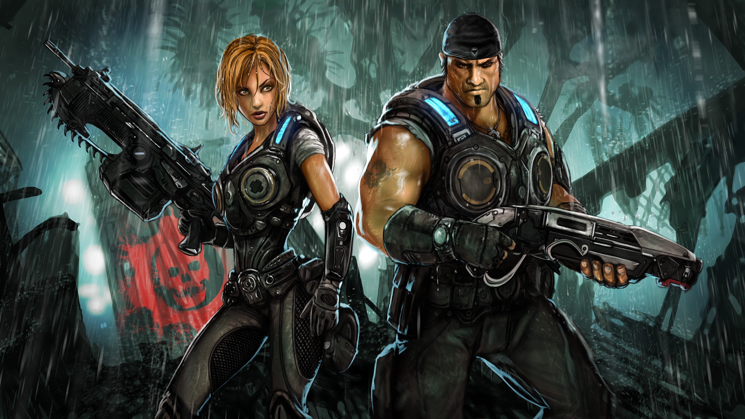 Gears of War characters Anya Stroud and Marcus Fenix HD Wallpaper