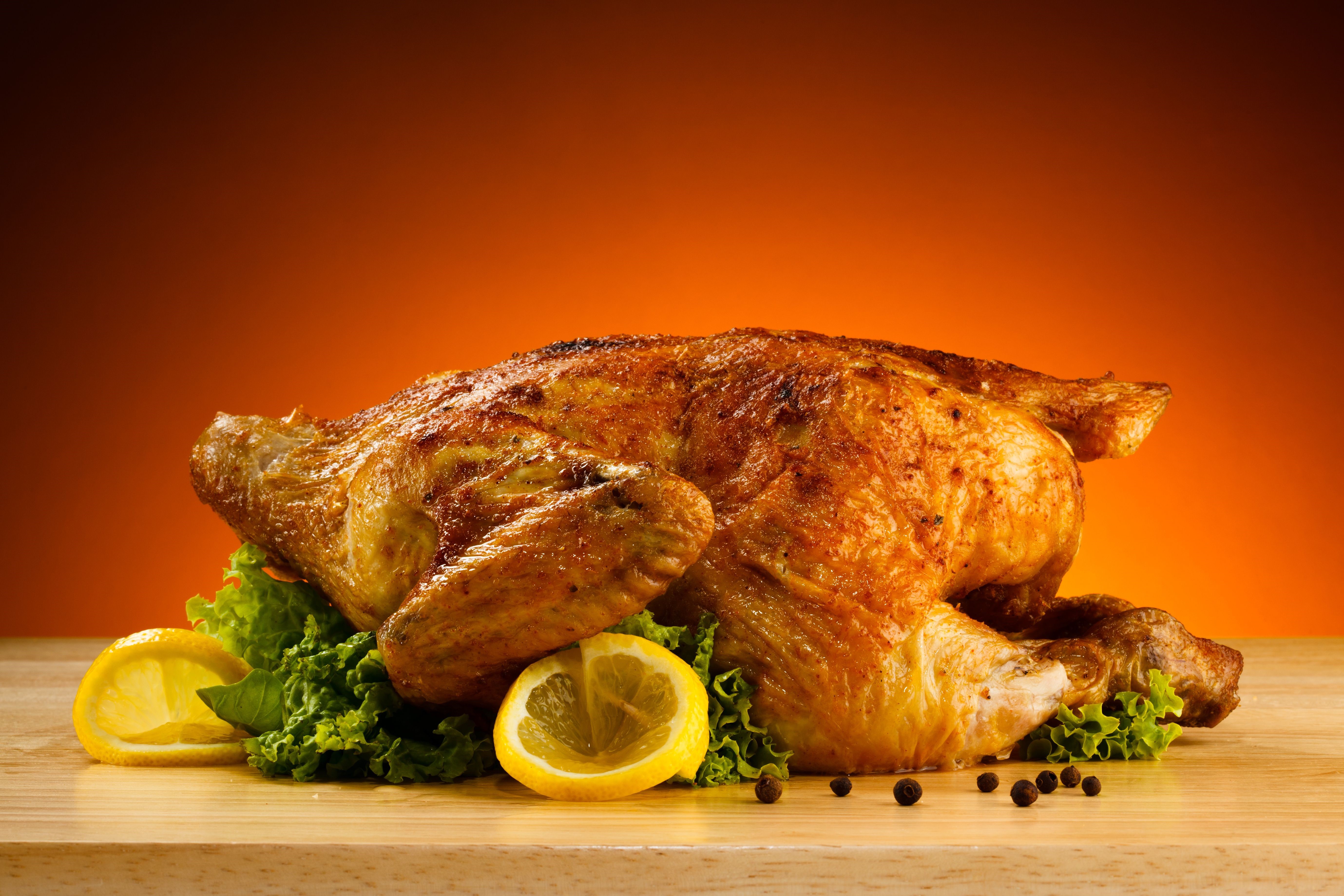 Roast Chicken with Lemon and Lettuce HD Wallpaper