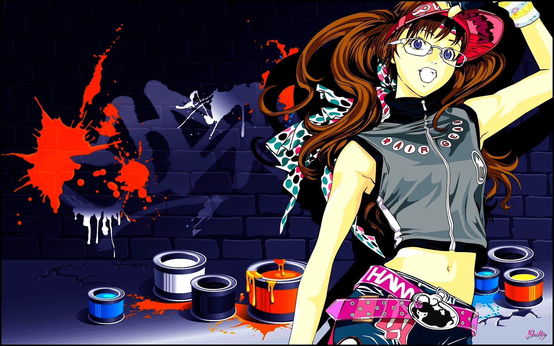 Ikki Minami from Air Gear with paint cans HD Wallpaper