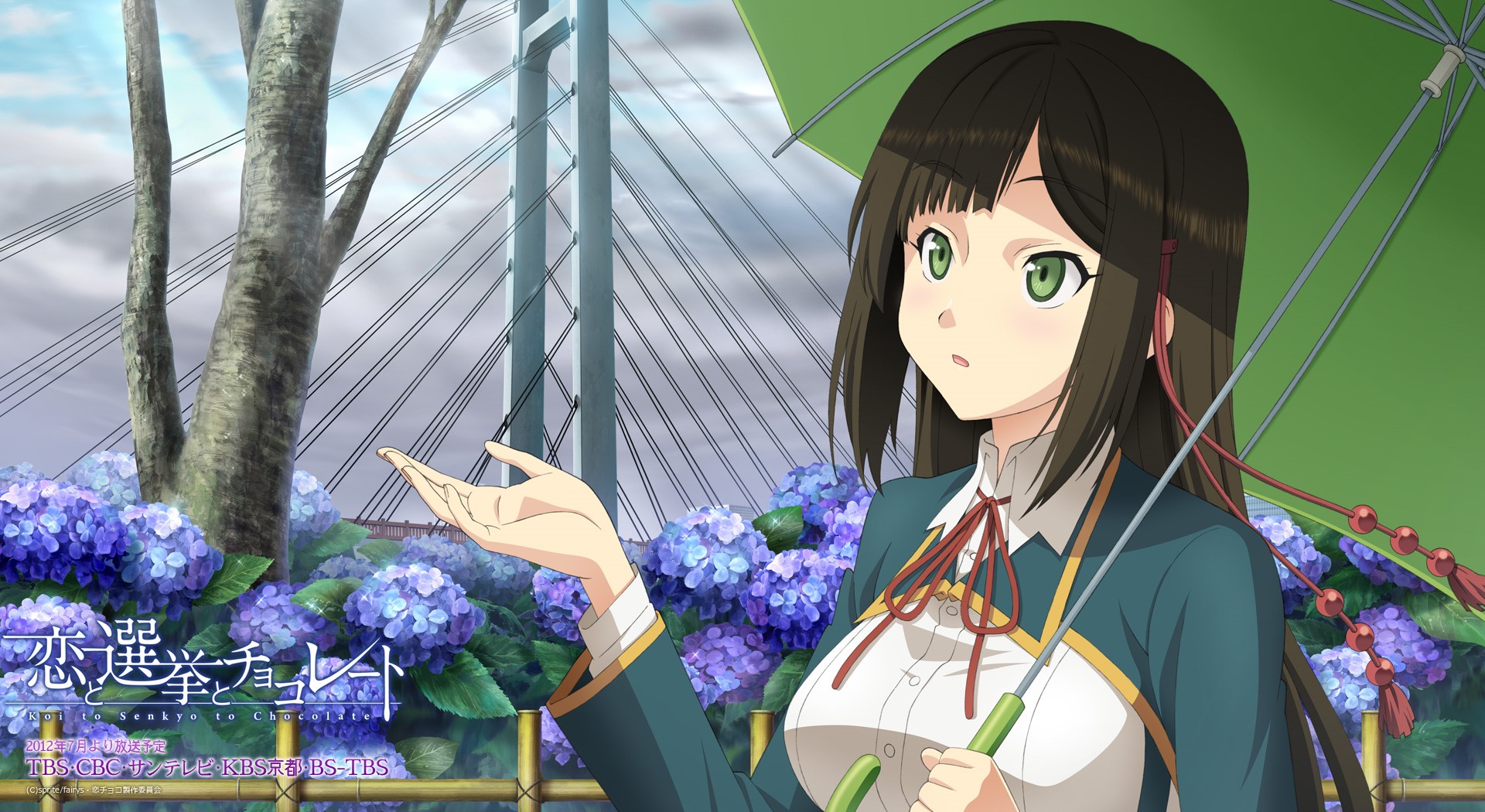 Chizuru from Koi to Senkyo to Chocolate holding an umbrella HD Wallpaper
