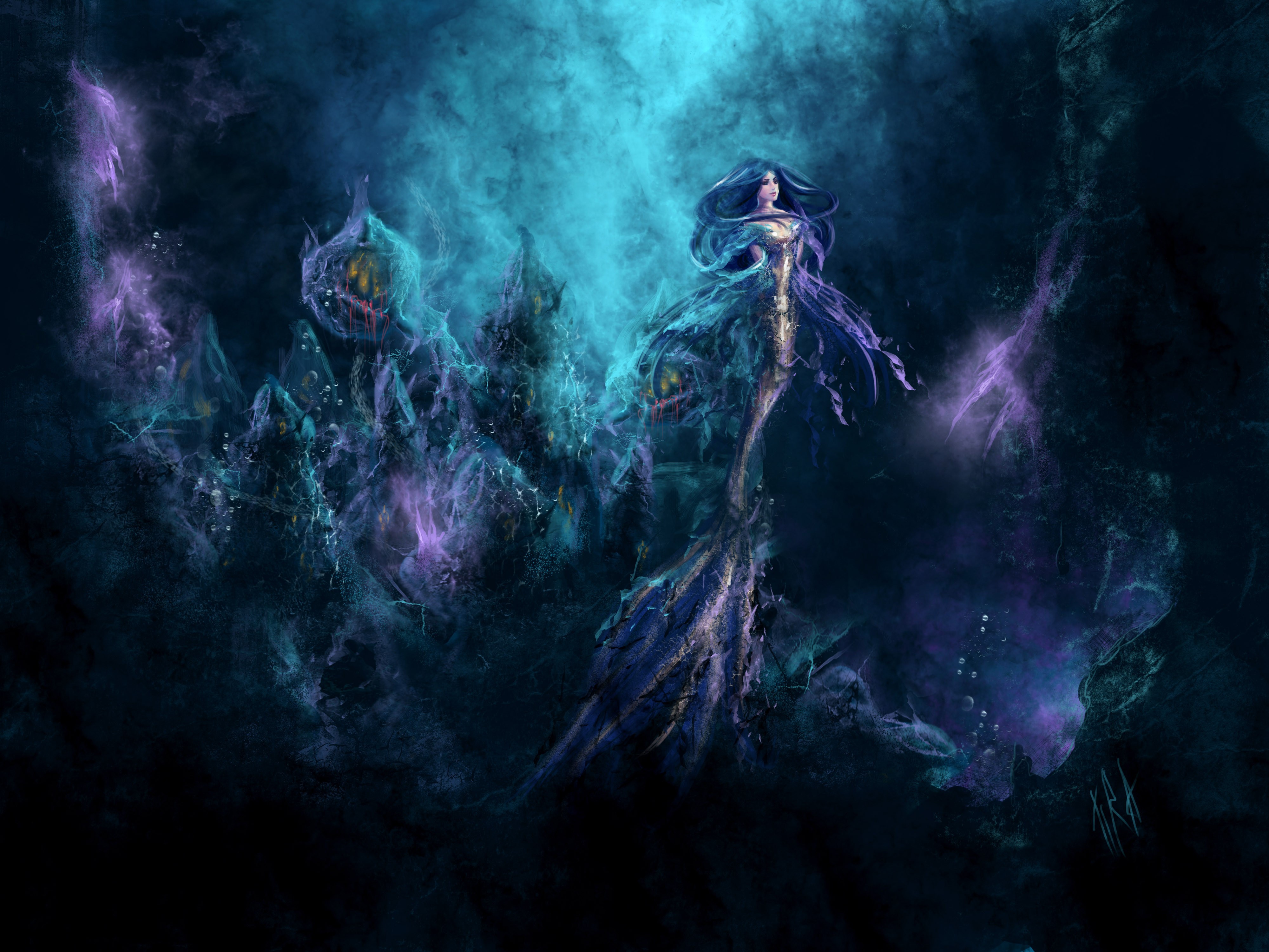Mermaid in a magical underwater kingdom HD Wallpaper