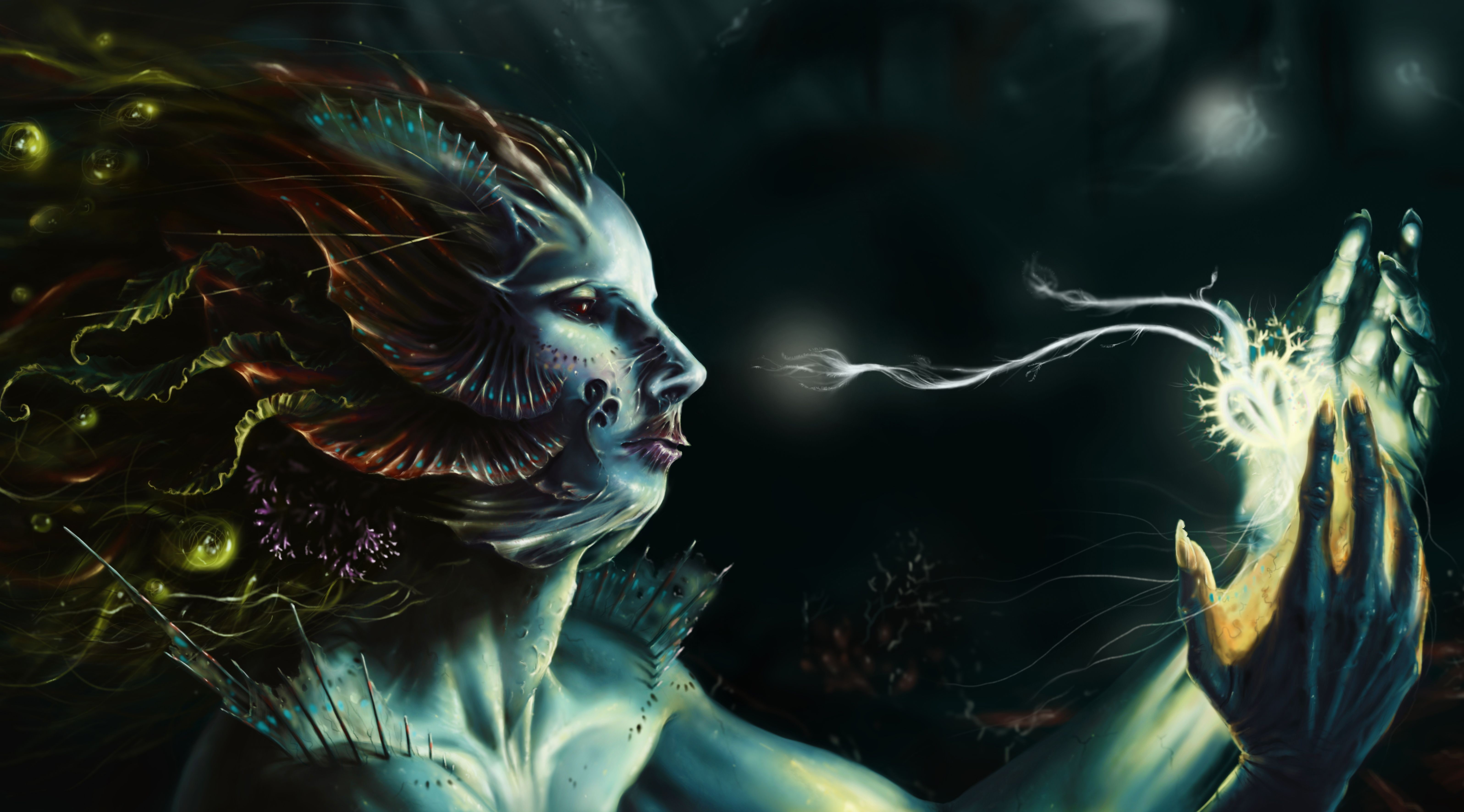 Supernatural being with glowing energy HD Wallpaper