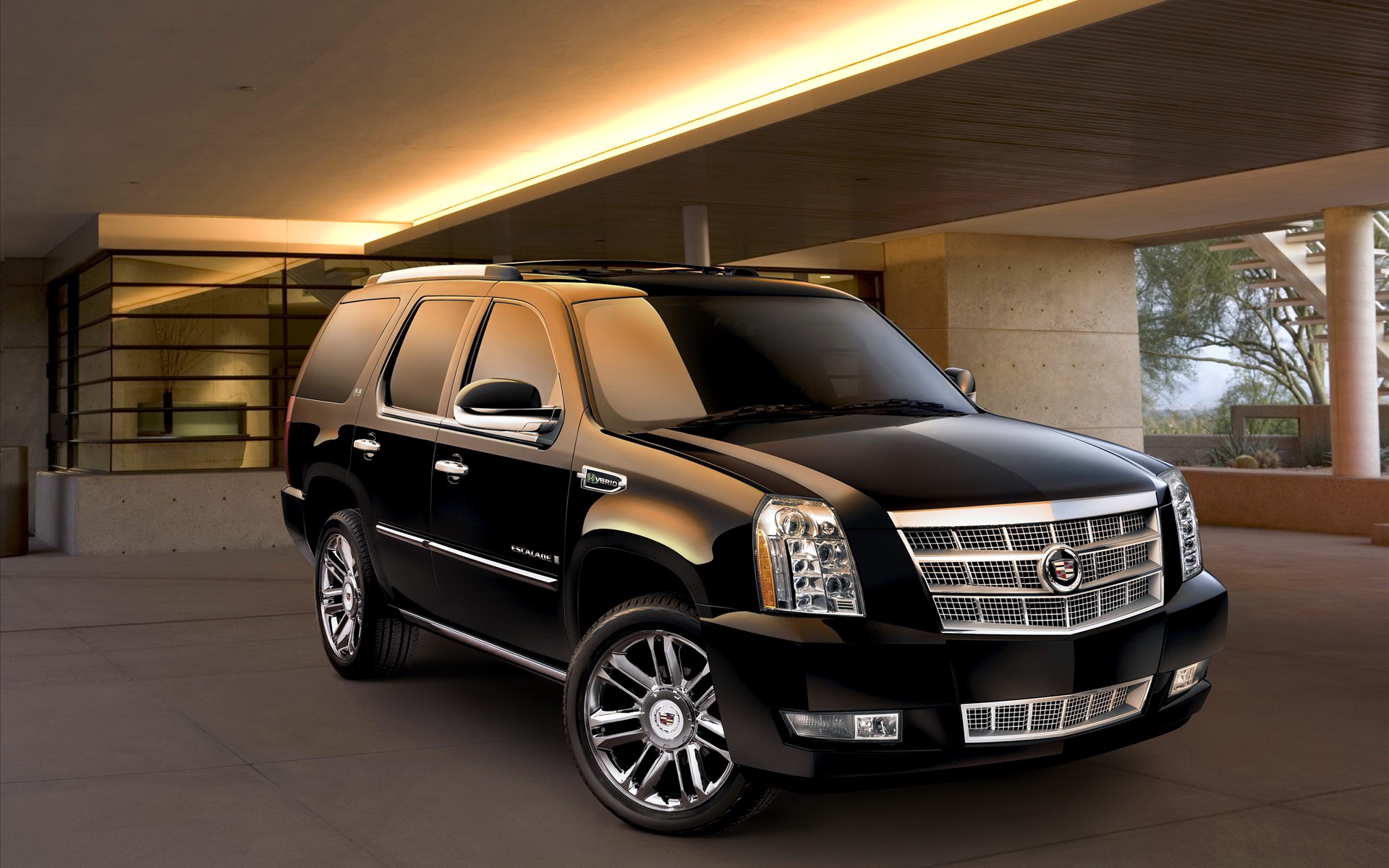 Black Cadillac Escalade Platinum SUV HD Wallpaper