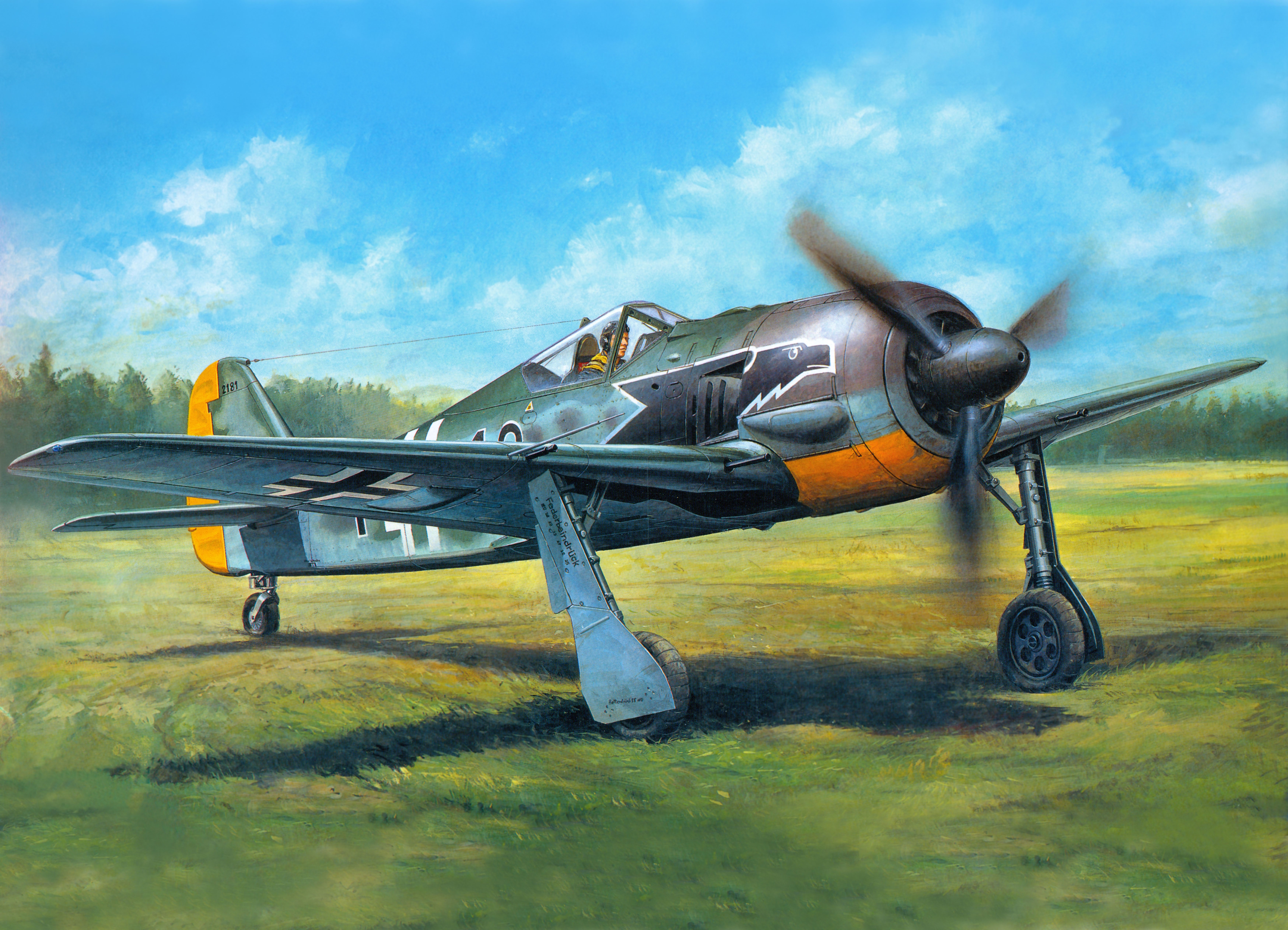 Focke-Wulf Fw 190 A-3 Airplane Painting HD Wallpaper