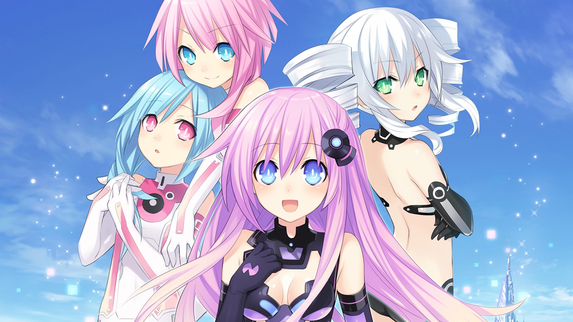 Four anime girls from Hyperdimension Neptunia HD Wallpaper